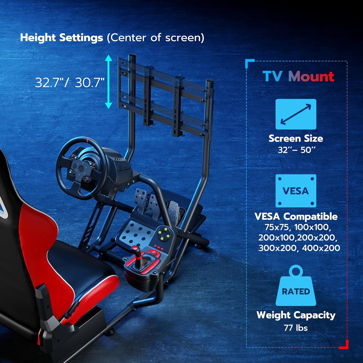 ARES WING Racing Simulator Cockpit with Monitor Mount and Seat, Formula and GT Sim Racing Cockpit Compatible with Fanatec, Thrustmaster, Logitech, Moza Racing Games on PS5, PS4, Xbox and PC