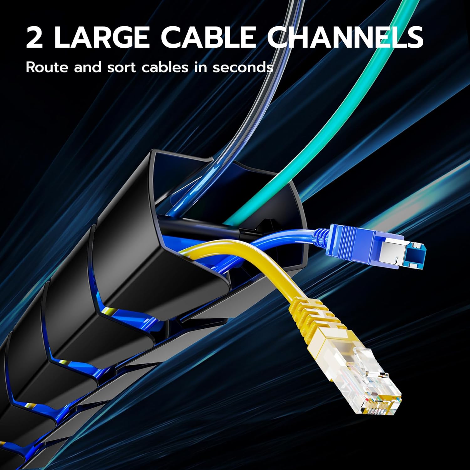 ARES WING Under Desk Cable Management Spine, Magnetic Vertebrae Cable Management for Standing Desk, Length Adjustable Cord Organizer with 20 Modular Vertebrae for Office and Gaming Desks, Blue