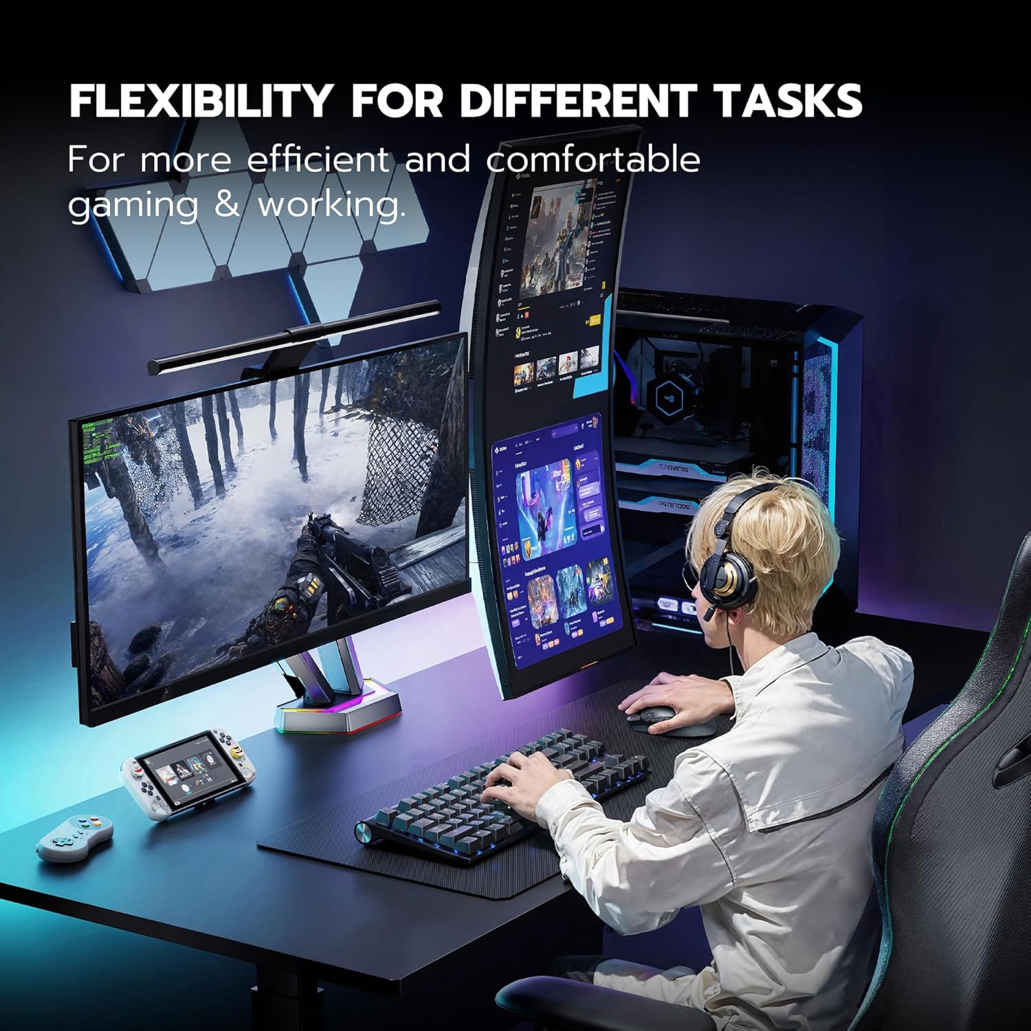 ARES WING RGB Dual Monitor Arm for 17-38