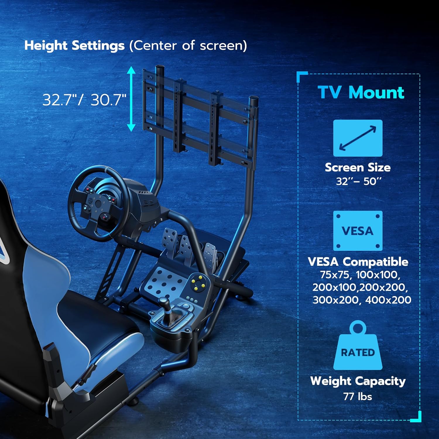 ARES WING Sim Racing Cockpit with Monitor Mount, Wheel Stand with Seat, Simulator Compatible with Fanatec, Thrustmaster, Logitech, Moza Racing Games on PS5, PS4, Xbox and PC