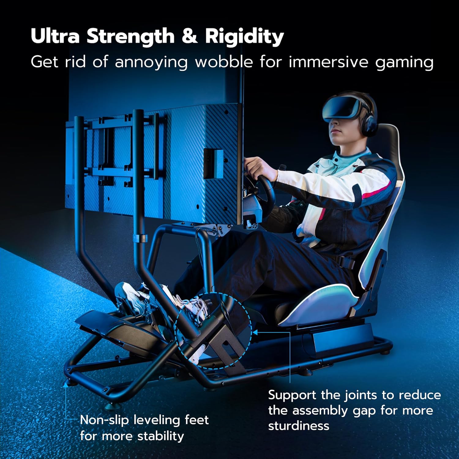 ARES WING Sim Racing Cockpit with Monitor Mount, Wheel Stand with Seat, Simulator Compatible with Fanatec, Thrustmaster, Logitech, Moza Racing Games on PS5, PS4, Xbox and PC