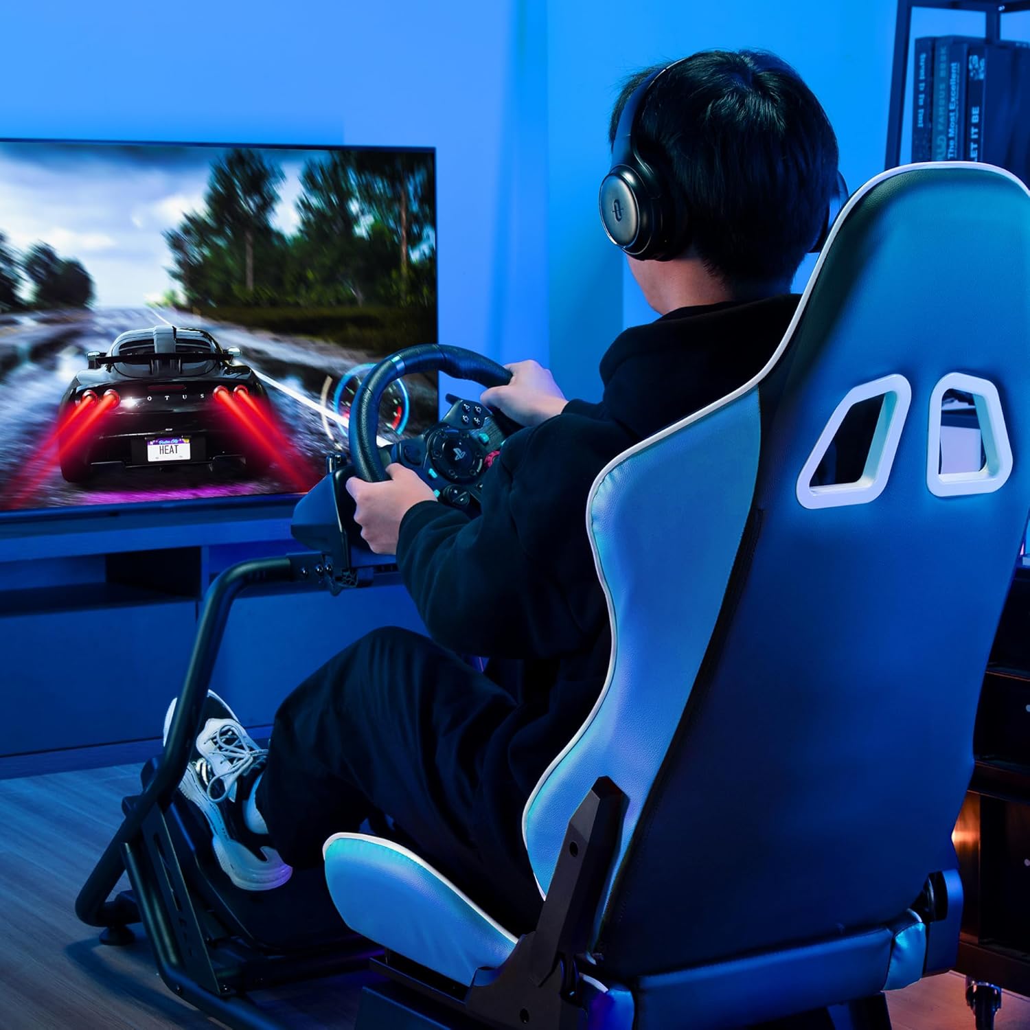 ARES WING Sim Racing Cockpit, Racing Wheel Stand with Seat, Formula and GT Racing Simulator Cockpit Compatible with Fanatec, Thrustmaster, Logitech, Moza Racing Games on PS5, PS4, Xbox and PC