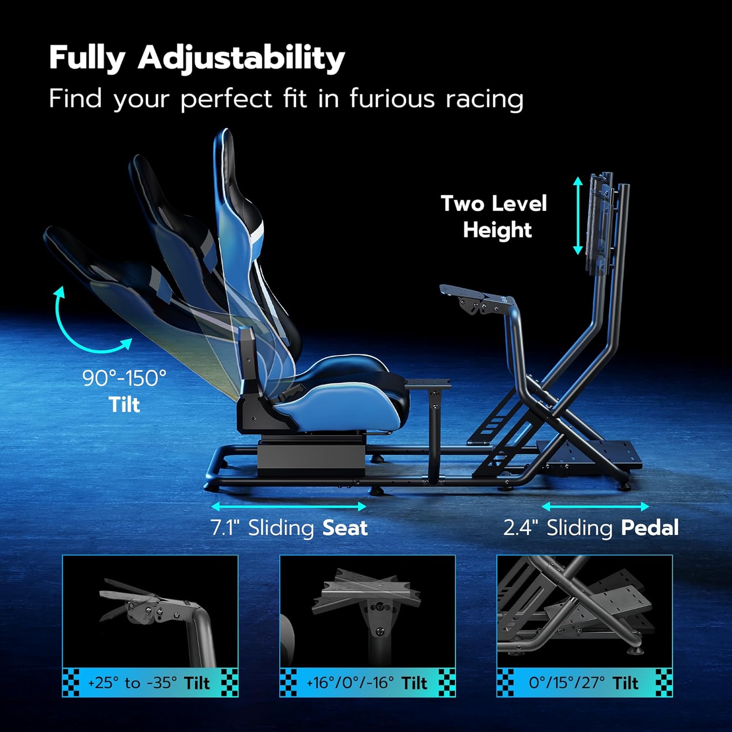 ARES WING Sim Racing Cockpit with Monitor Mount, Wheel Stand with Seat, Simulator Compatible with Fanatec, Thrustmaster, Logitech, Moza Racing Games on PS5, PS4, Xbox and PC