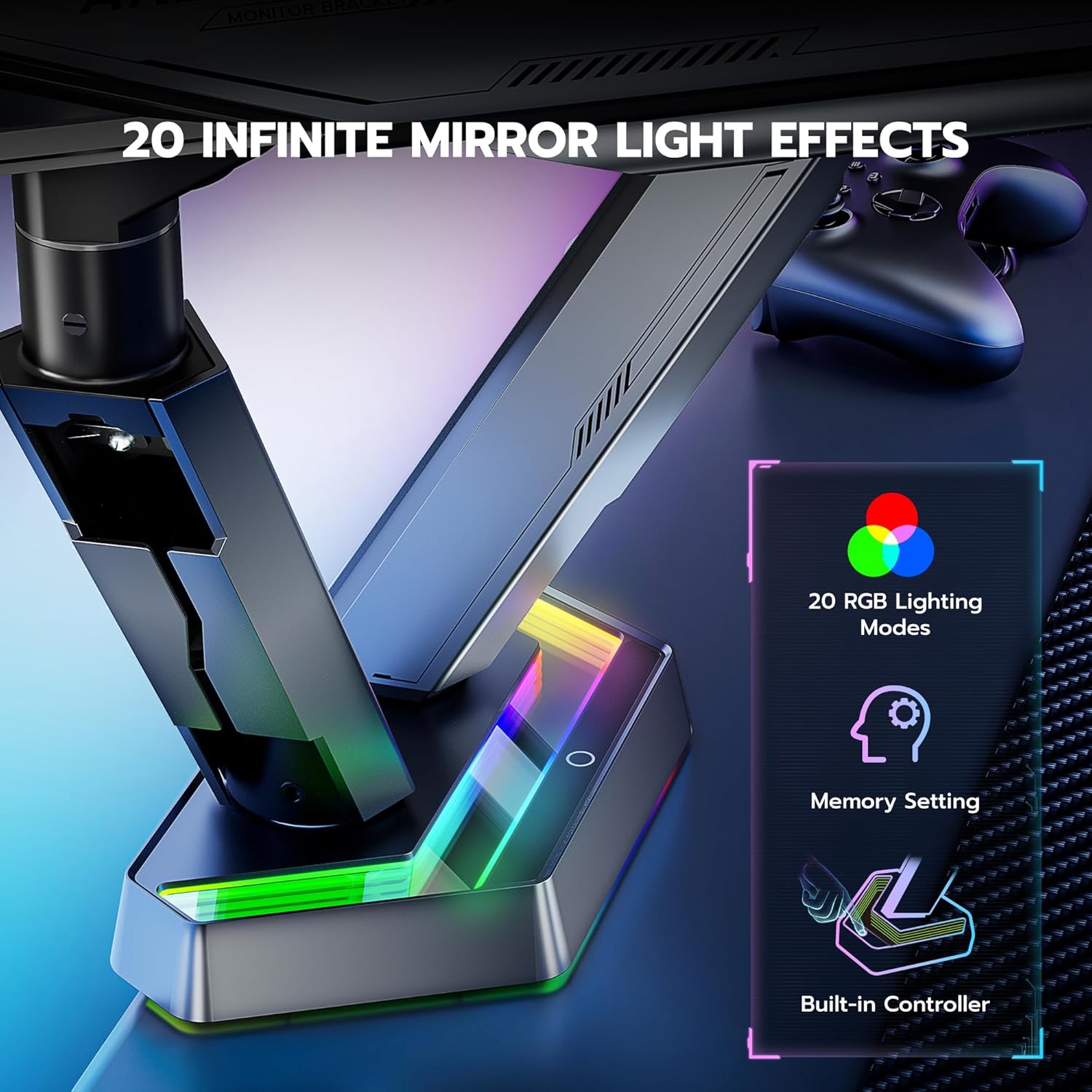 ARES WING RGB Dual Monitor Arm for 17-38
