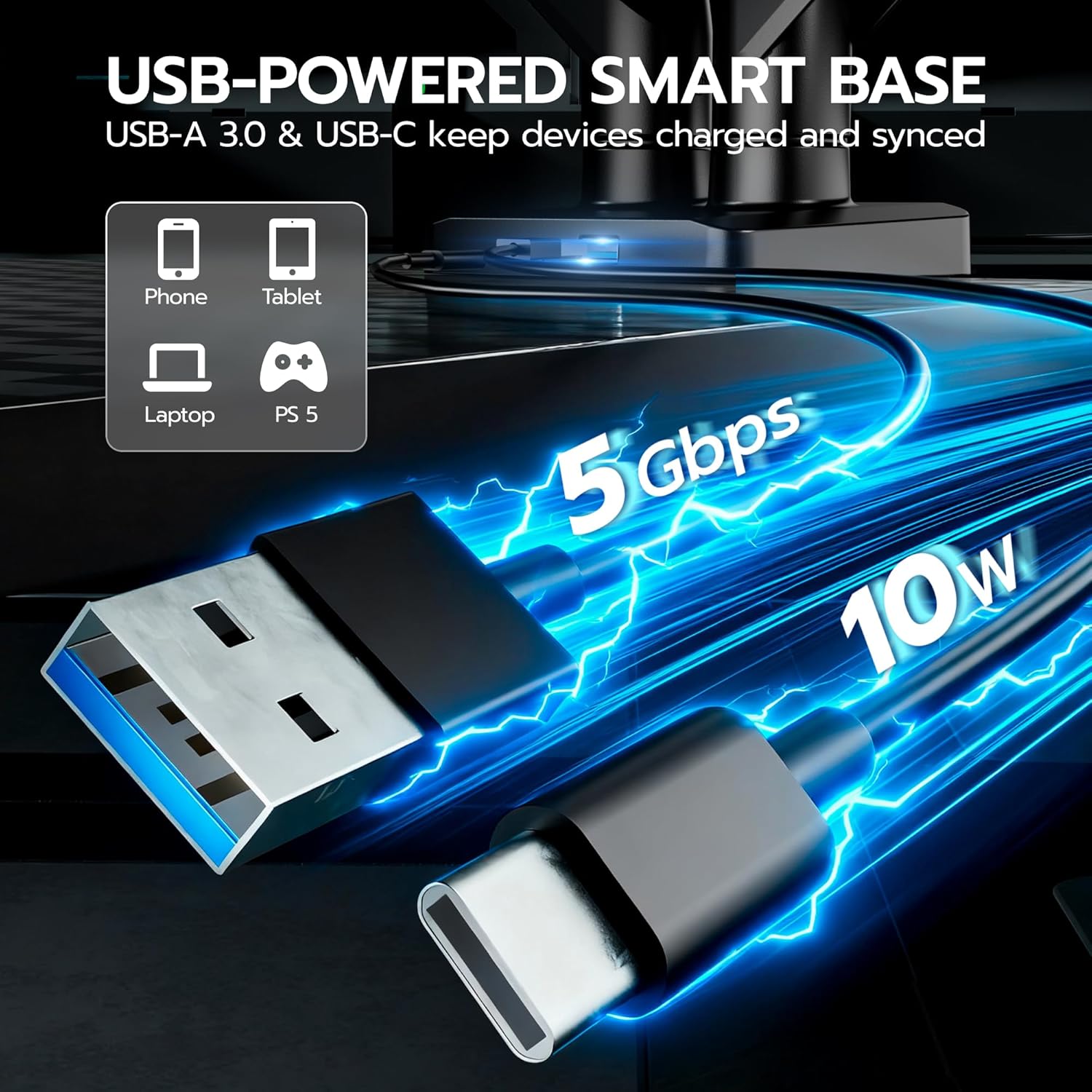 ARES WING Dual Monitor Mount, Heavy Duty Monitor Arms for 2 Monitors for 17-35 inch, Fully Adjustable Monitor Desk Stand with USB A/C for Ultrawide Screen, VESA 75x75 or 100x100mm, Black