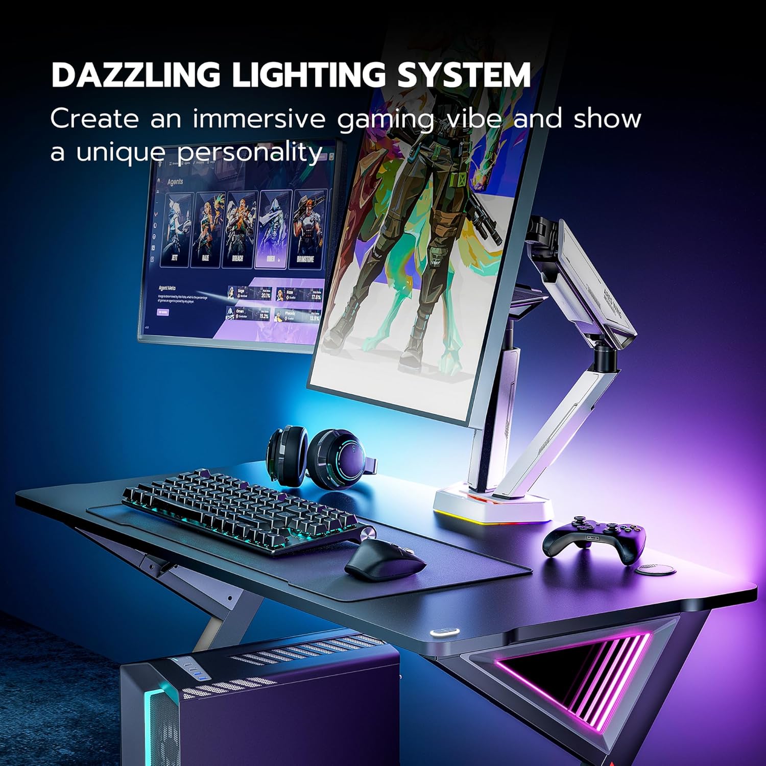 ARES WING RGB Dual Monitor Arm for 17-38