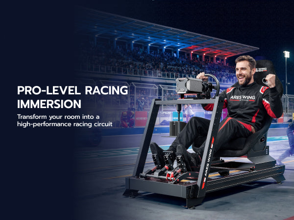Sim Racing Cockpit with Racing Seat | GRS1006BK – ARES WING