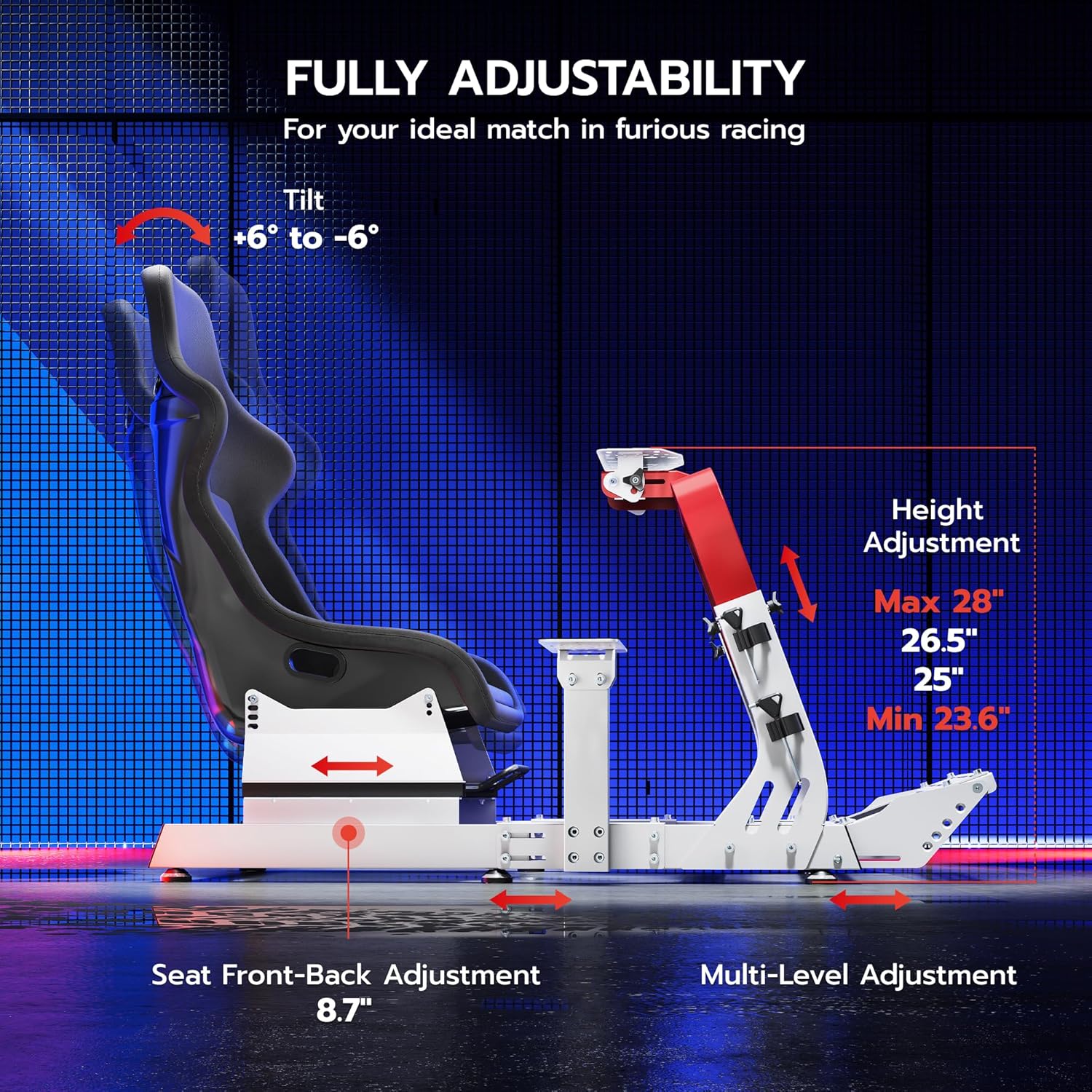 ARES WING Premium Sim Racing Cockpit with Seat, Adjustable Racing Simulator Cockpit for Formula & GT Style, Heavy Duty Sim Rig Cockpit Compatible with Fanatec, Thrustmaster, Logitech,Moza & SIMAGIC