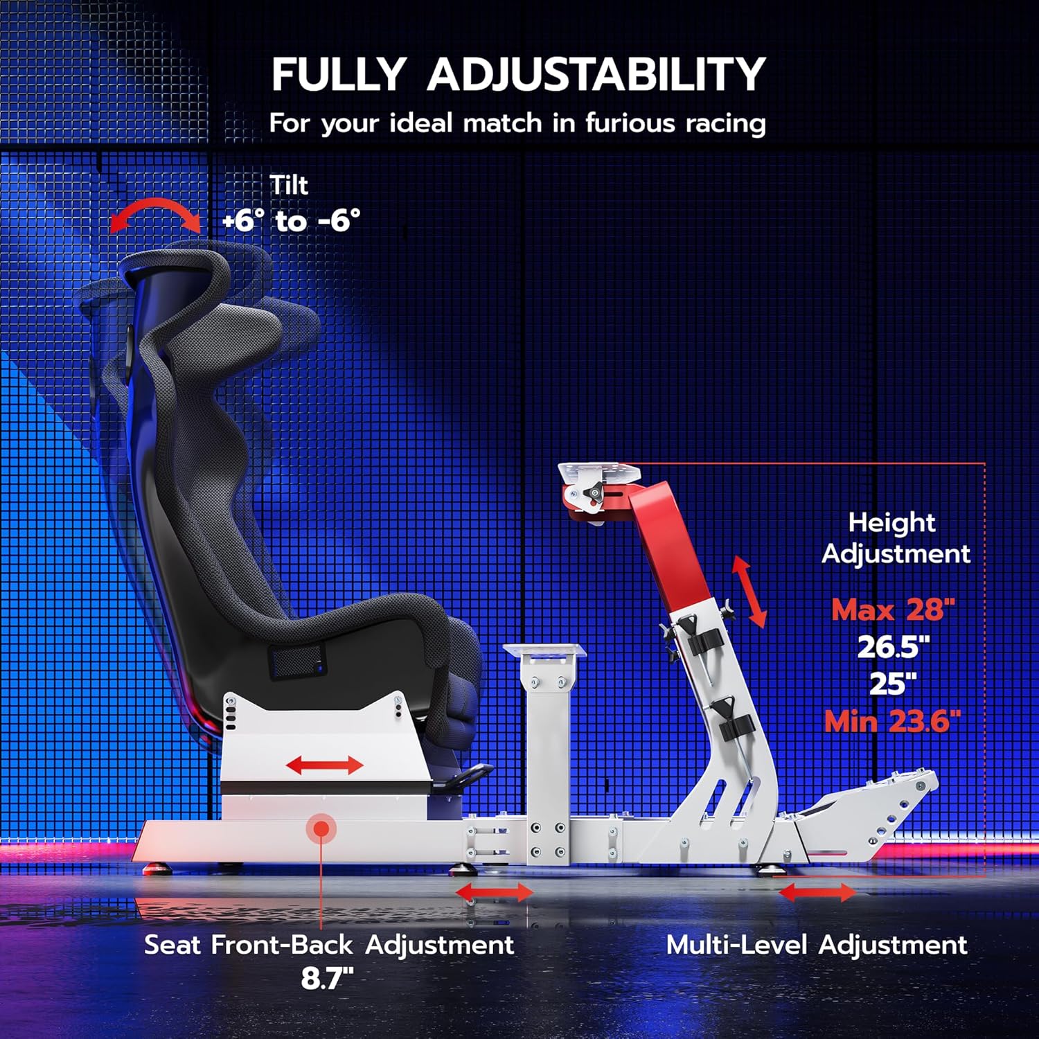 ARES WING Premium Sim Racing Cockpit with Seat, Adjustable Racing Simulator Cockpit for Formula & GT Style, Heavy Duty Sim Rig Cockpit Compatible with Fanatec, Thrustmaster, Logitech,Moza & SIMAGIC