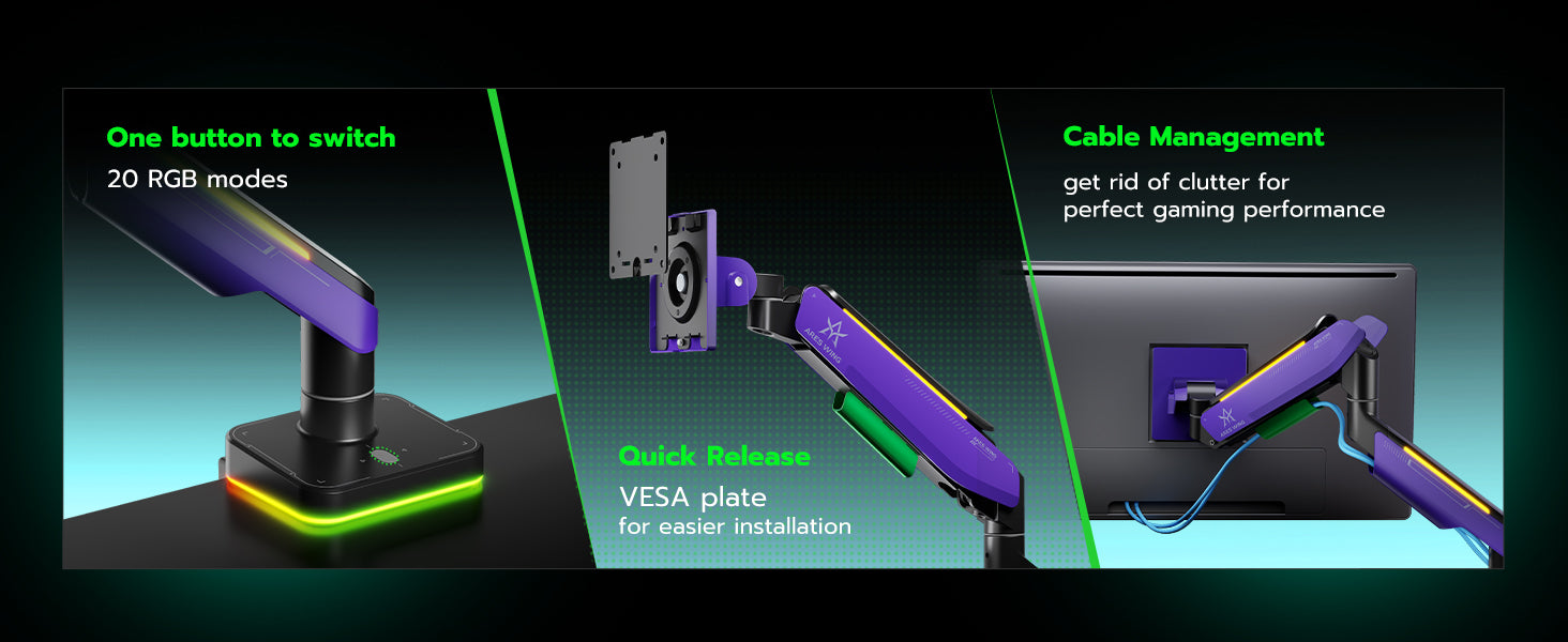 RGB Heavy Duty Monitor Arm | GDT1001LPP – ARES WING