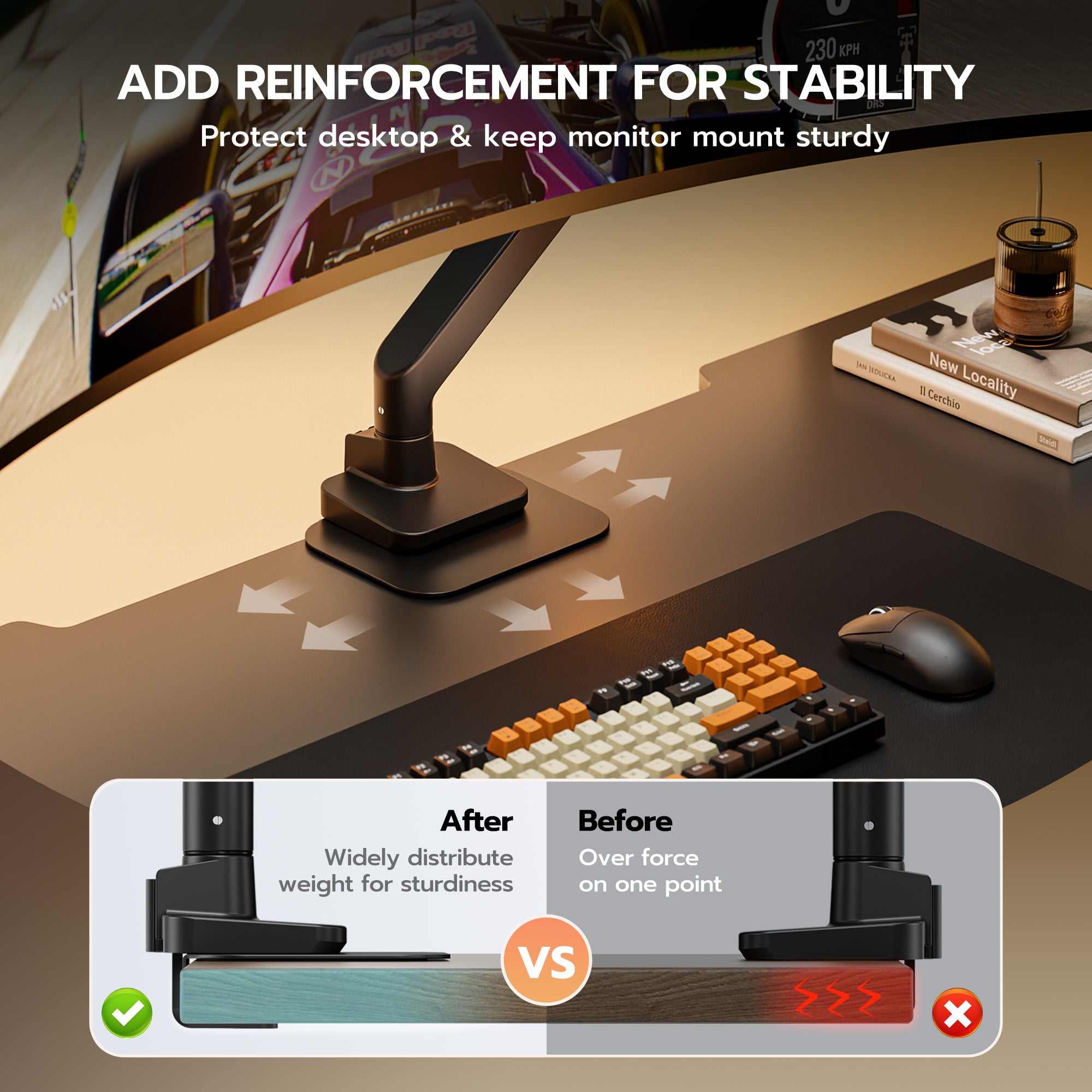 Steel Monitor Mount Reinforcement Plate for Thin | GAC1002BK – ARES WING