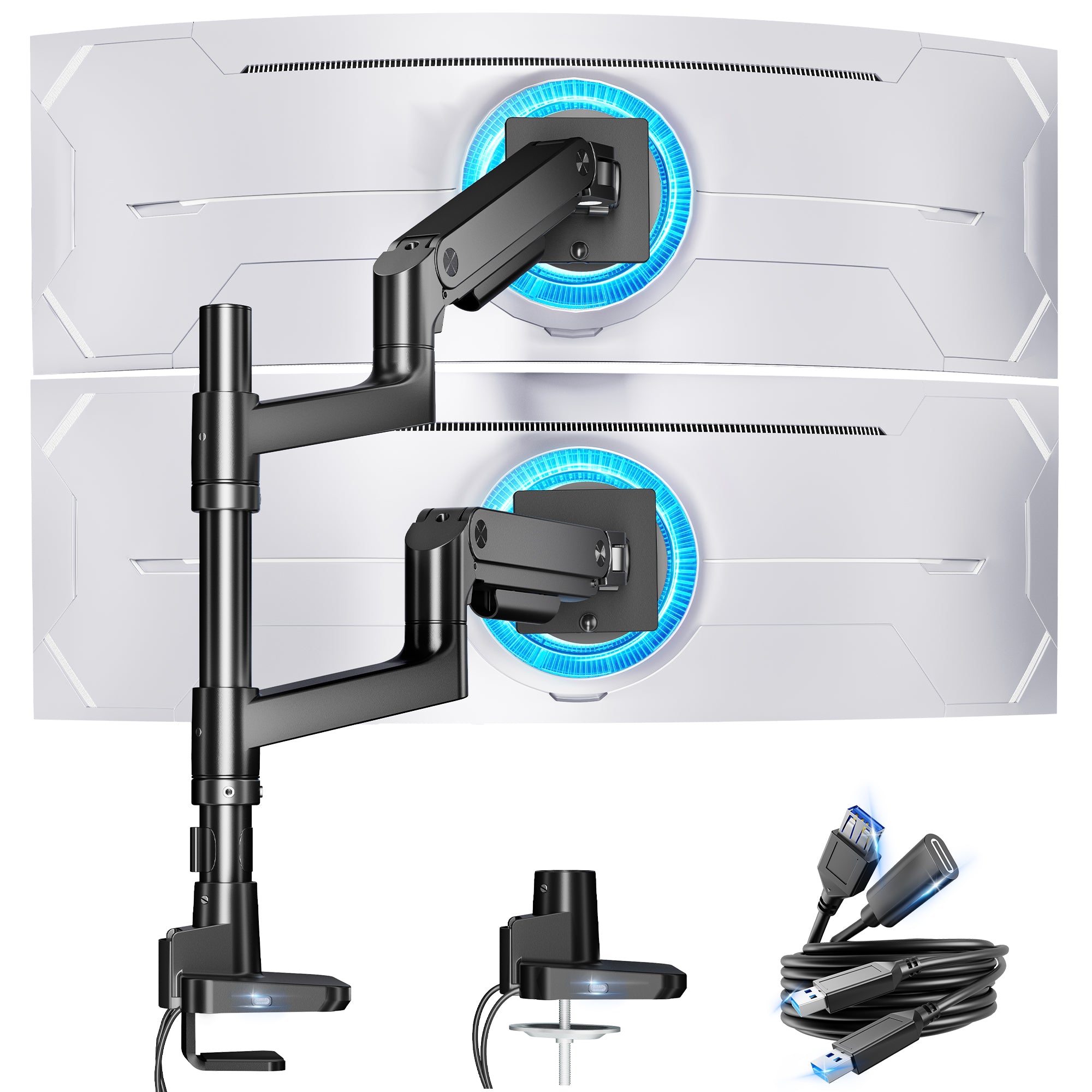 Dual Monitor Stand with USB Ports ARES WING