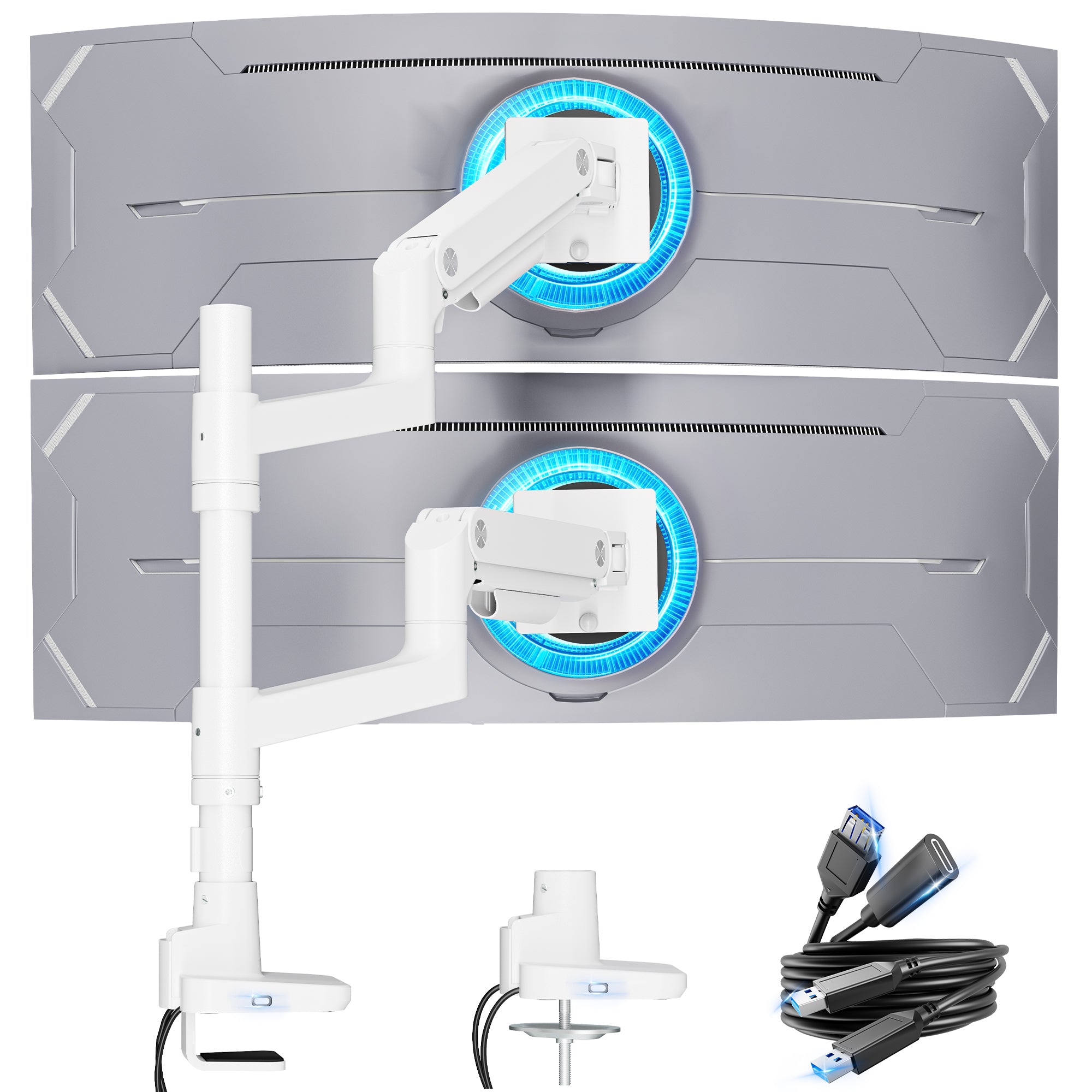 Dual Monitor Stand with USB Ports ARES WING