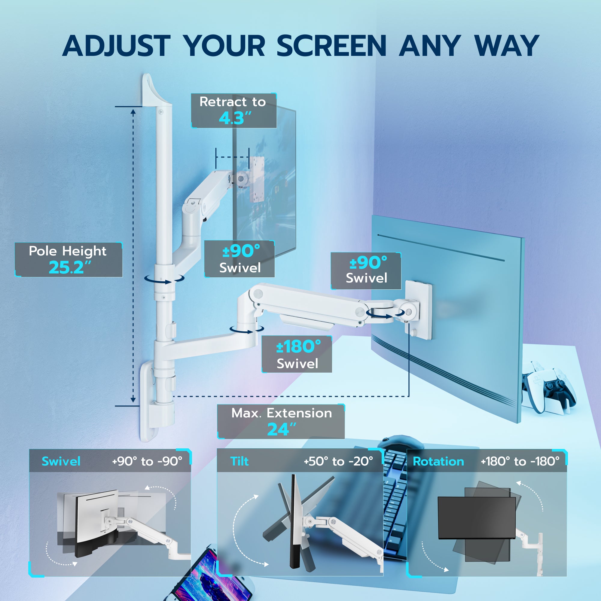 Dual Monitor Wall Mount ARES WING