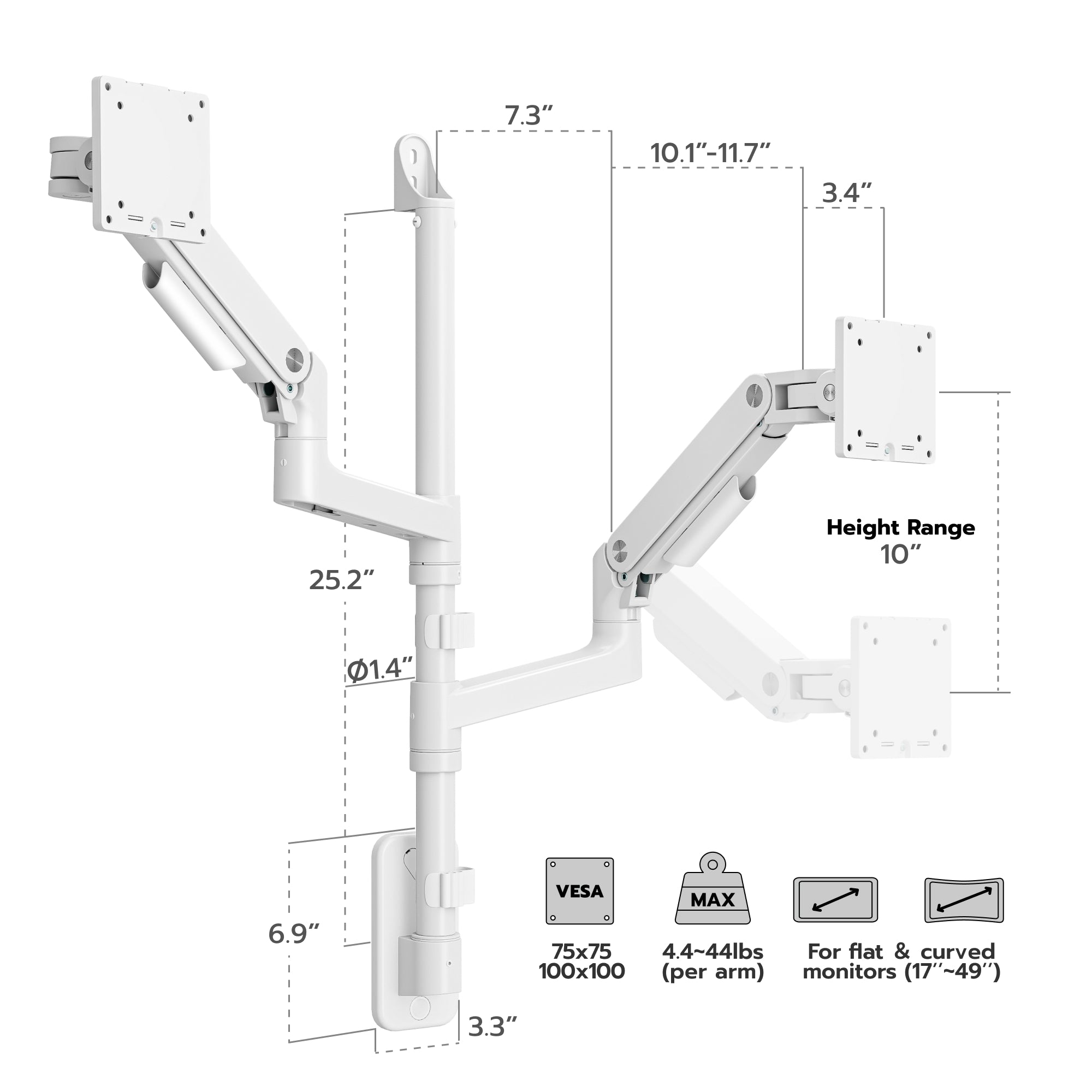 Dual Monitor Wall Mount ARES WING