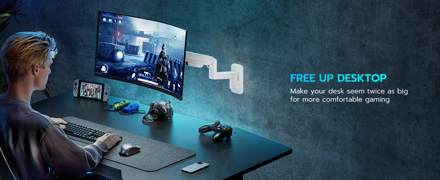 ARES WING | Wall Mount Monitor Arm | GDT1004WLWH