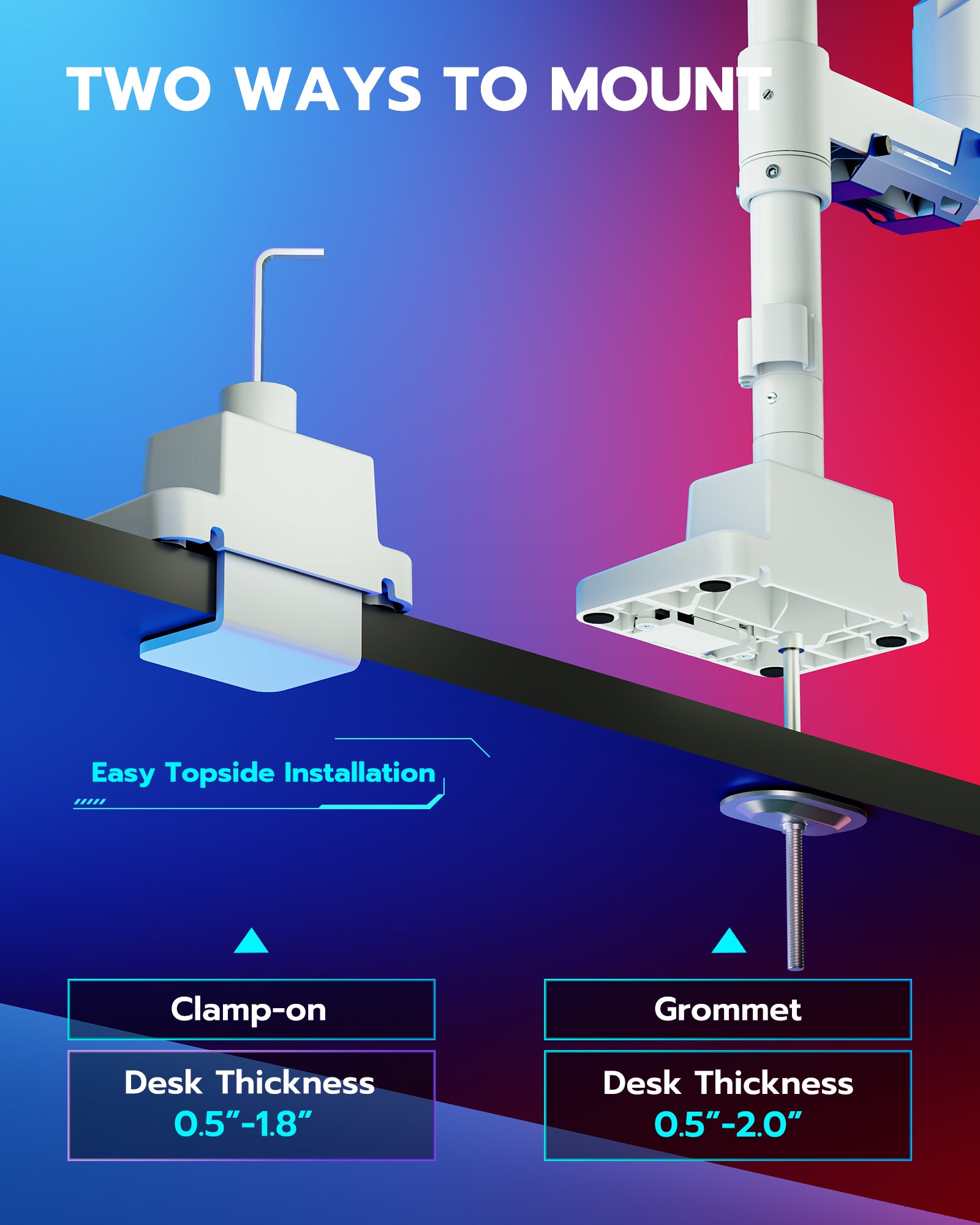 Single Monitor Mount - White