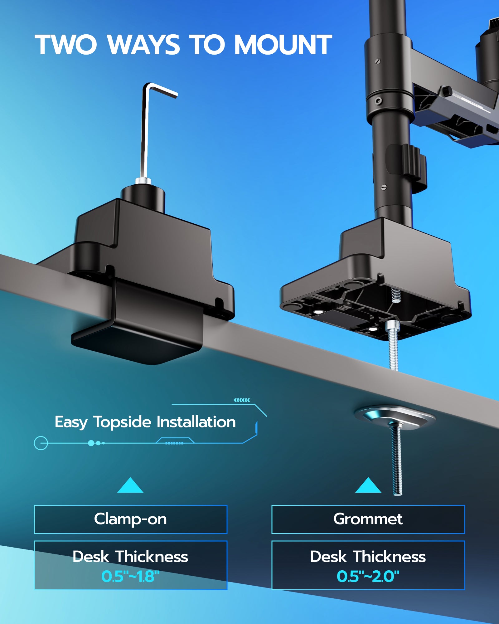Single Monitor Mount with USB - Black