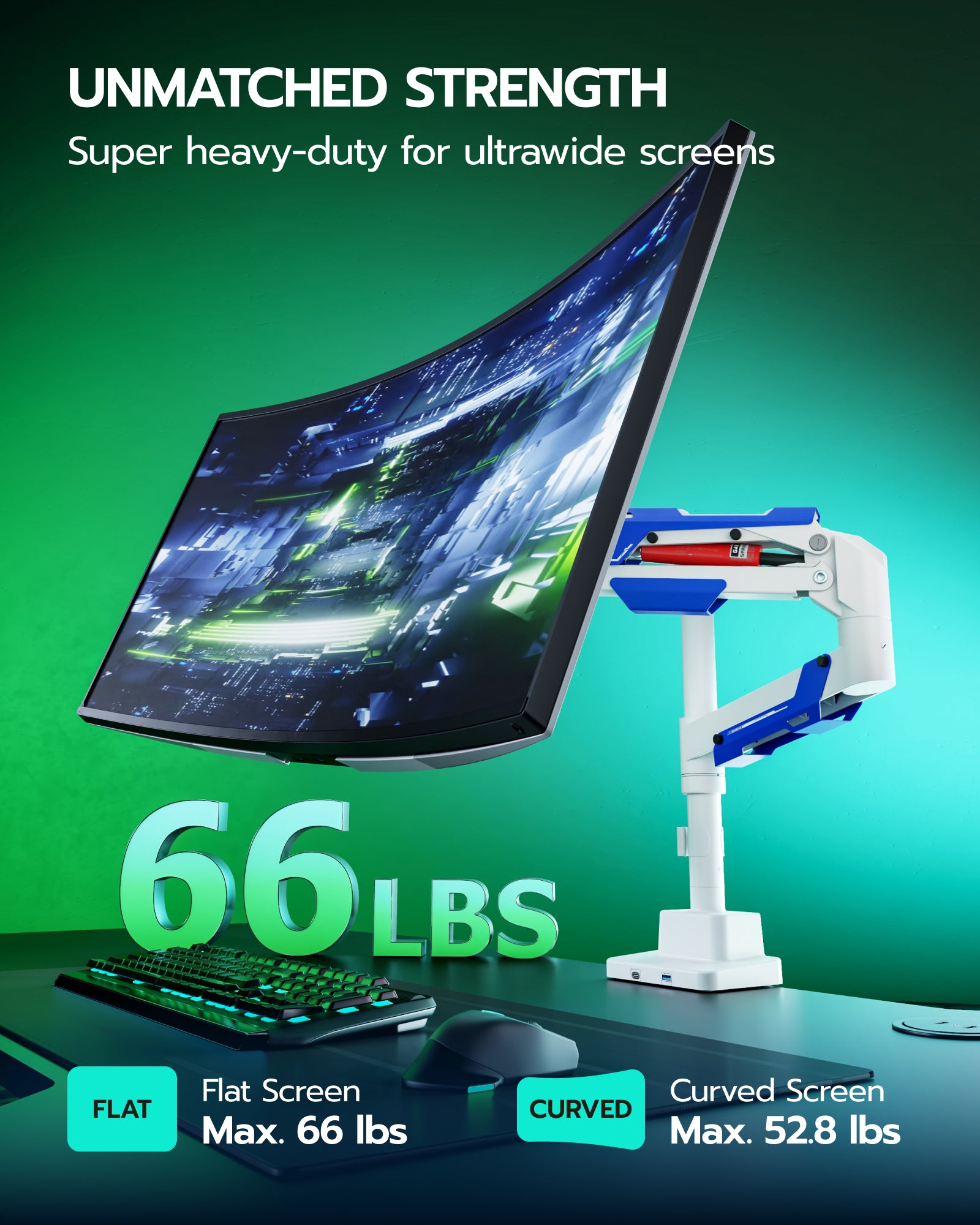 Single Monitor Mount with USB - White