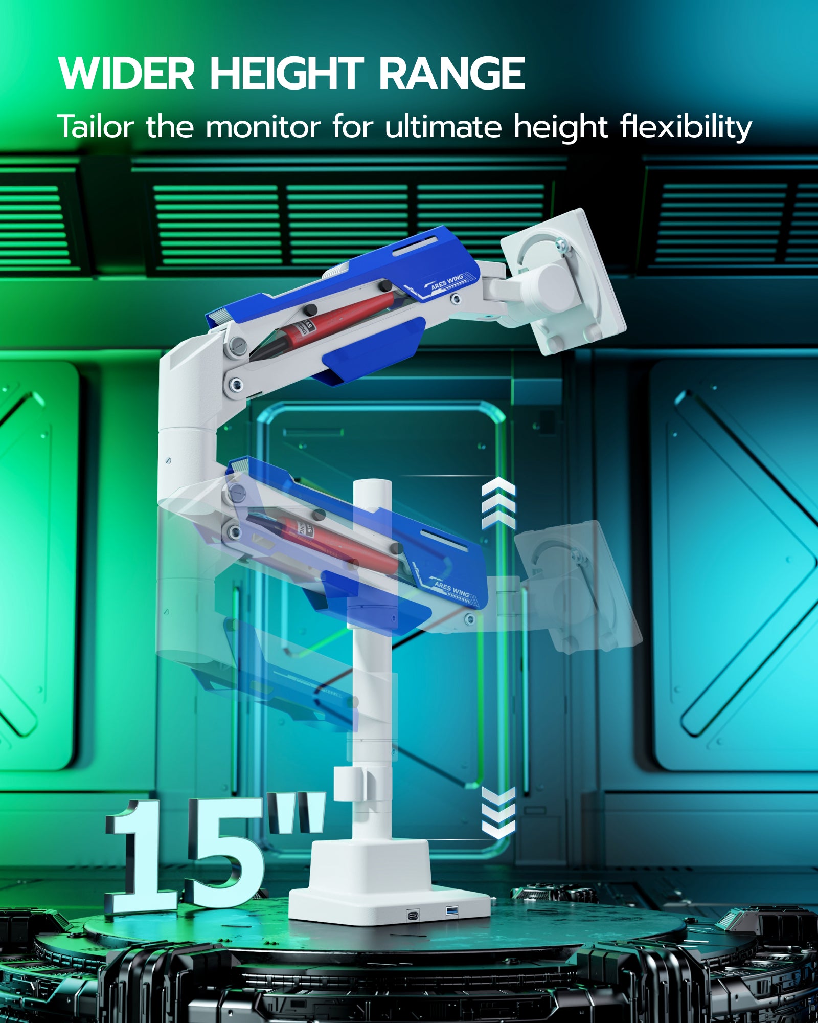 Single Monitor Mount with USB - White