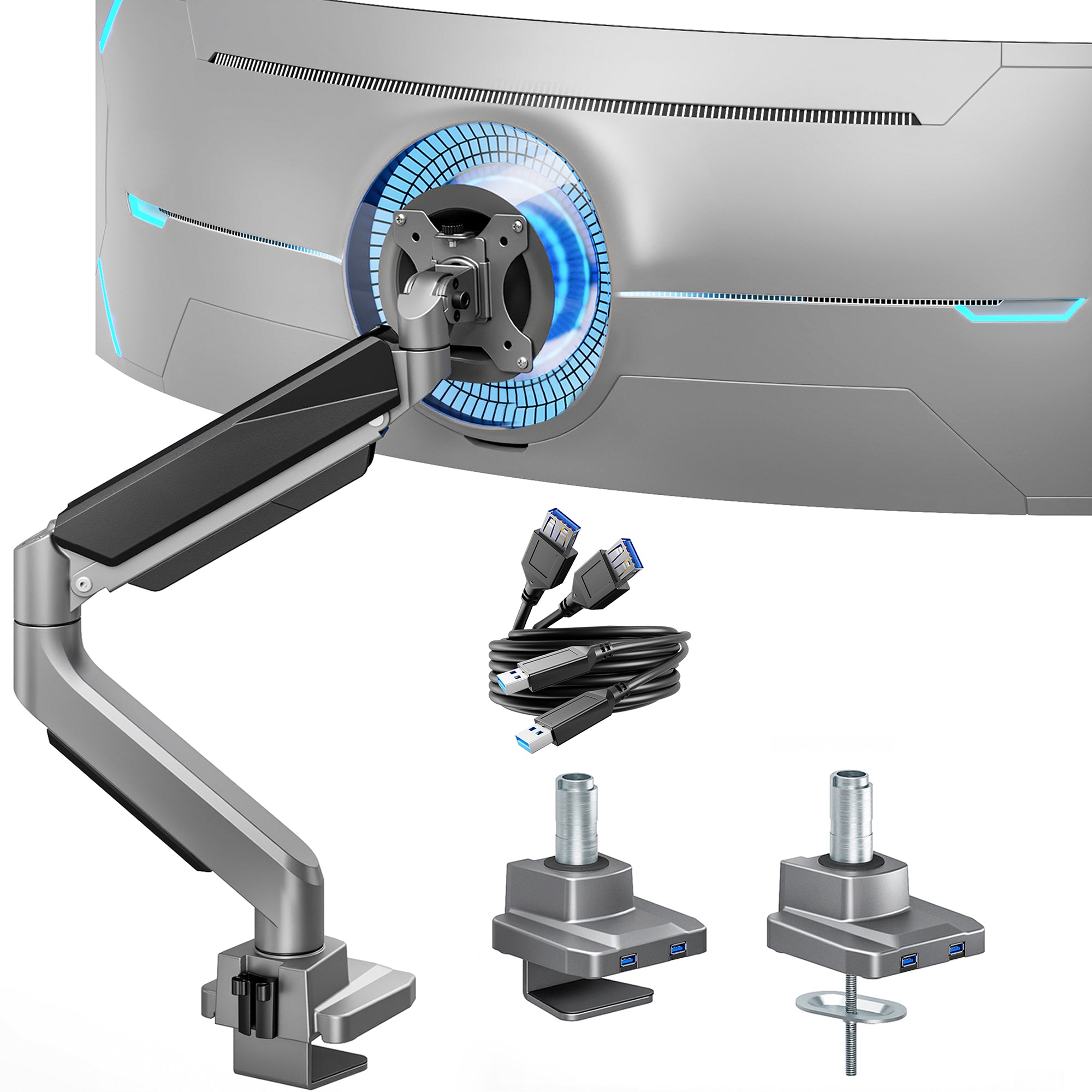 Single Monitor Arm with USB Ports ARES WING