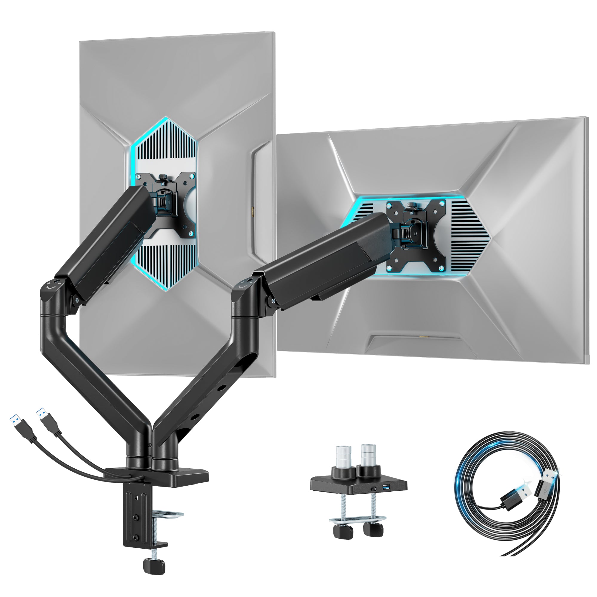 Dual Monitor Mount with USB Ports ARES WING