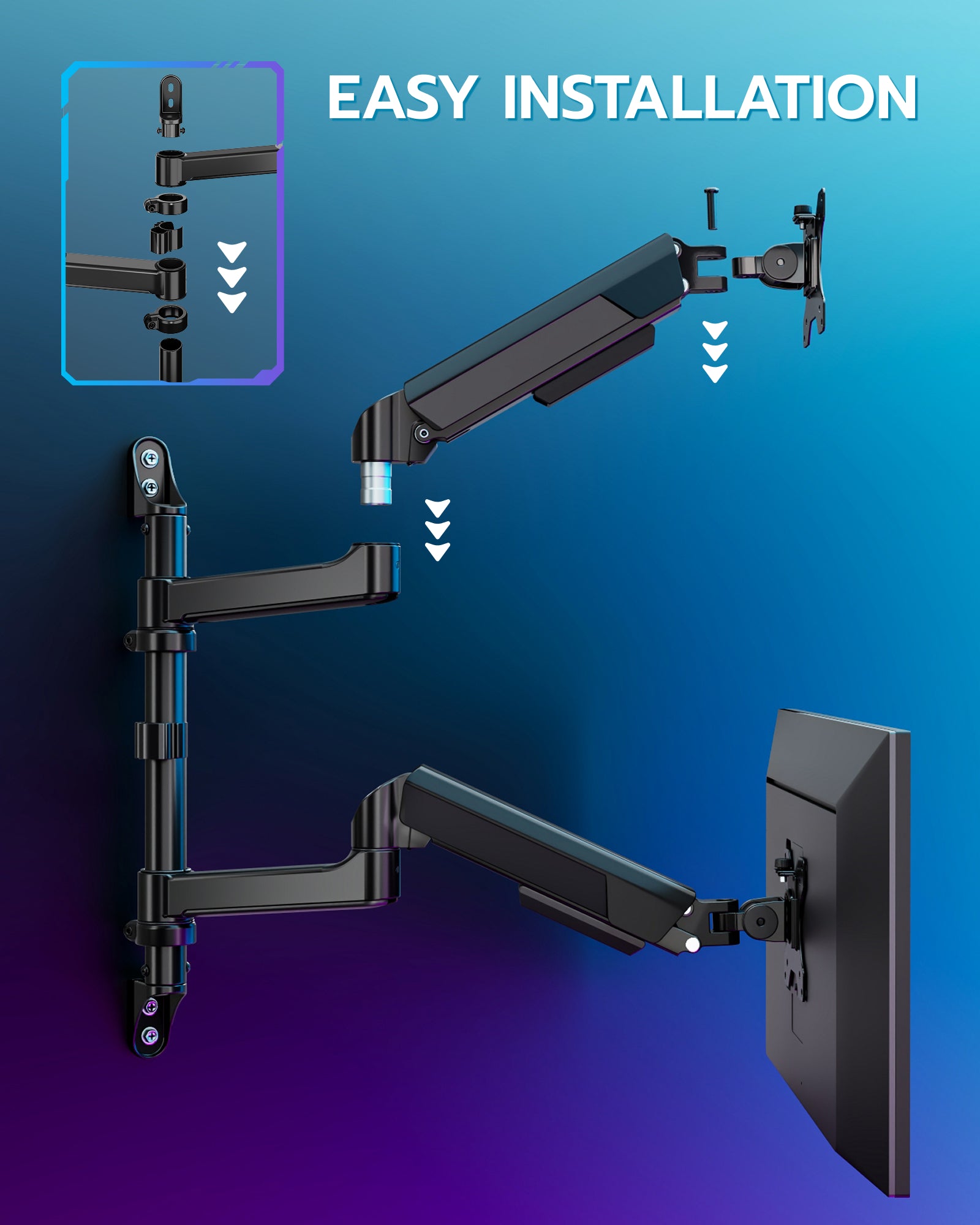 Vertical Dual Monitor Wall Mount ARES WING