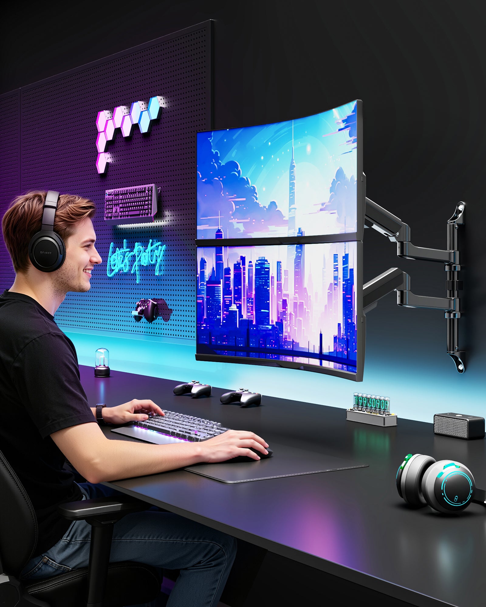 Vertical Dual Monitor Wall Mount ARES WING