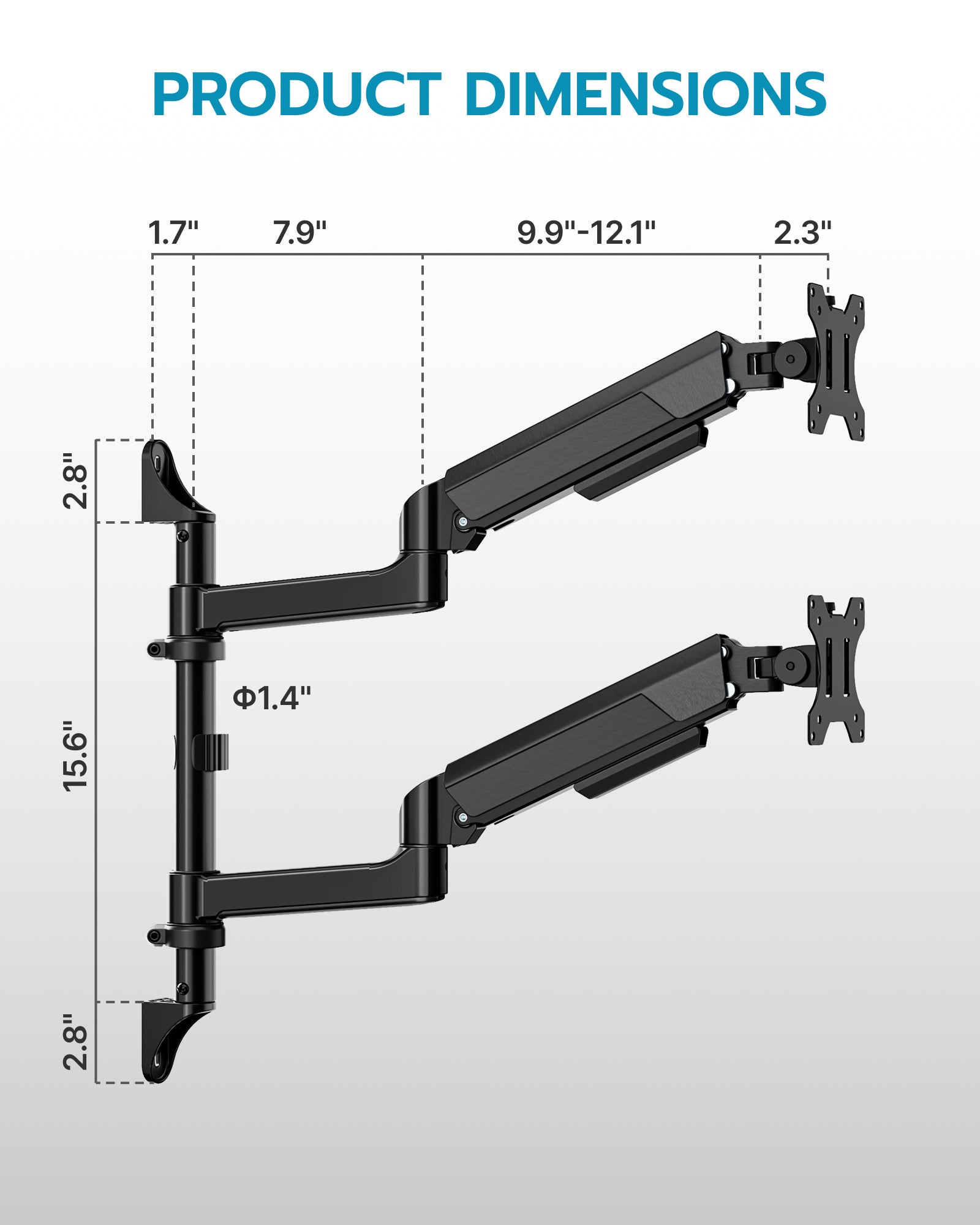 Vertical Dual Monitor Wall Mount ARES WING