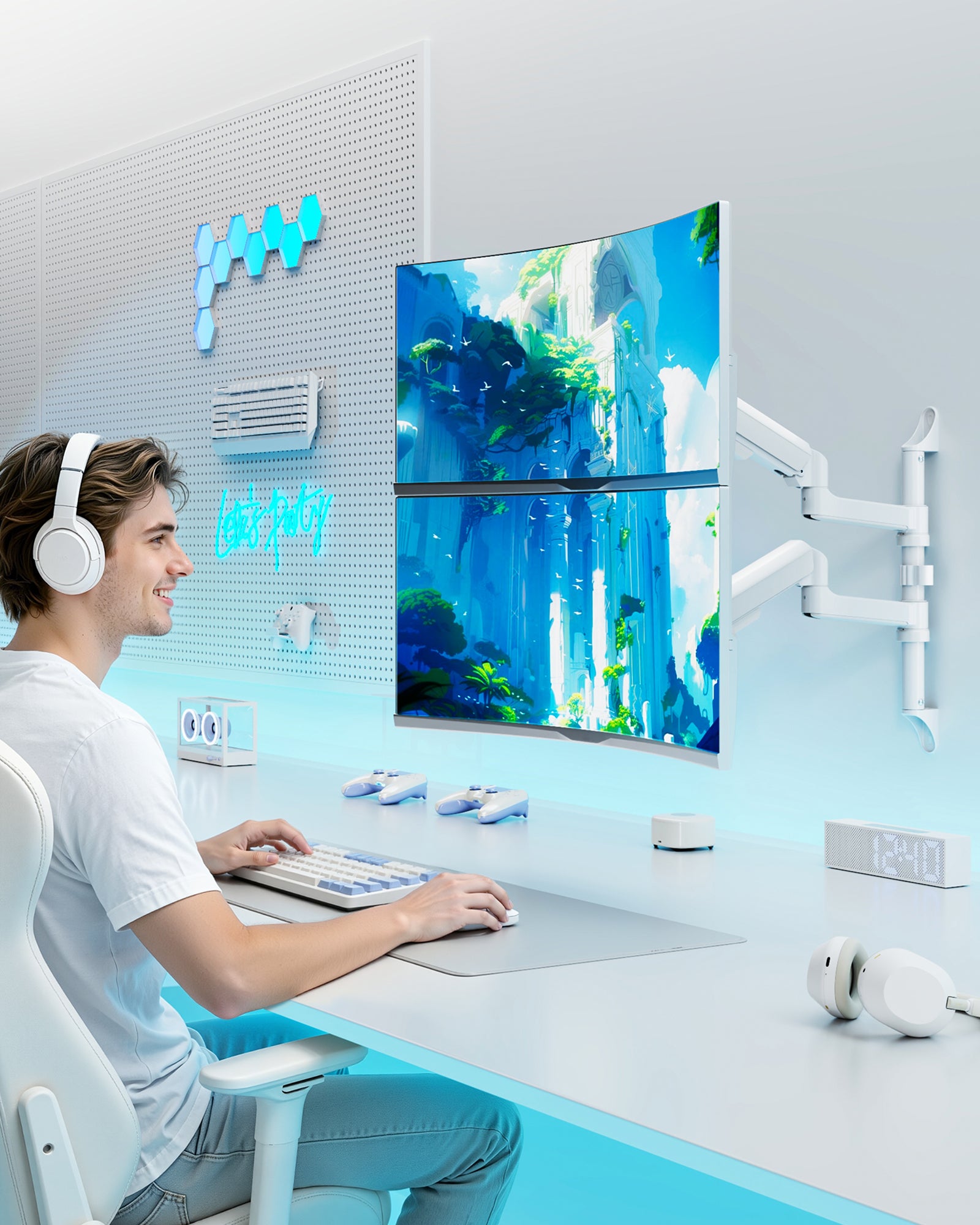 Vertical Dual Monitor Wall Mount ARES WING