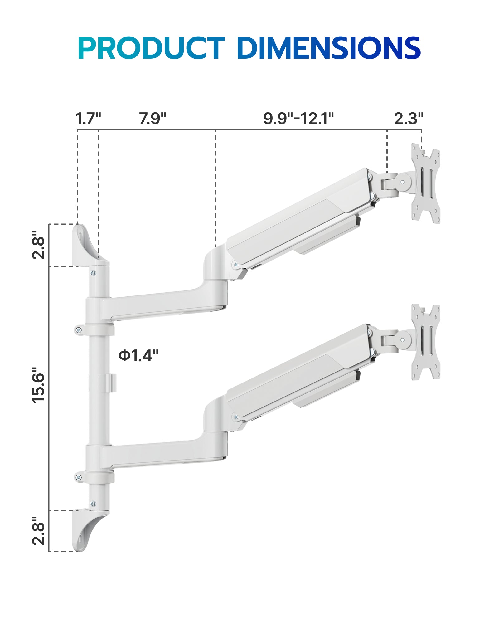 Vertical Dual Monitor Wall Mount ARES WING