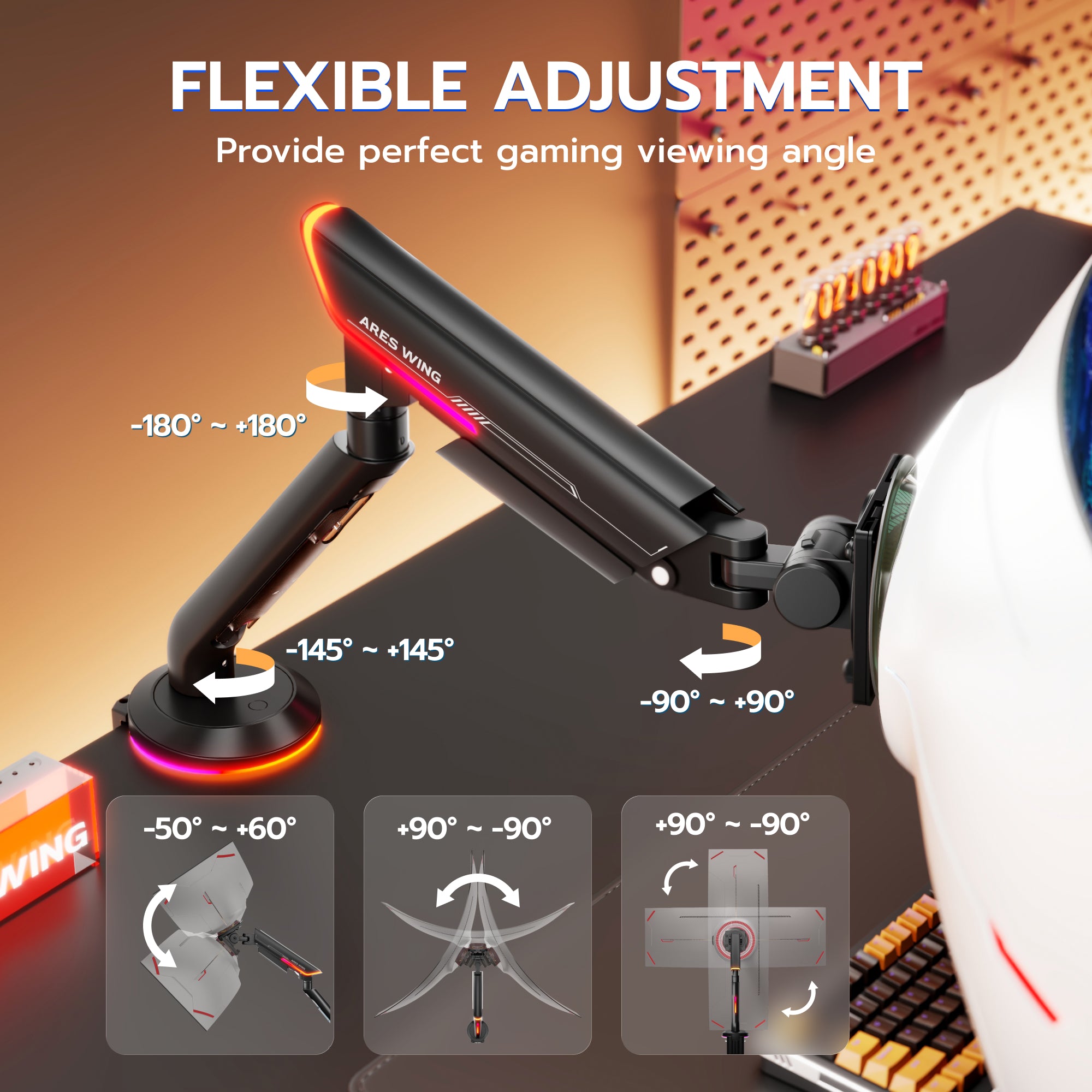 Single Monitor Mount with RGB – ARES WING