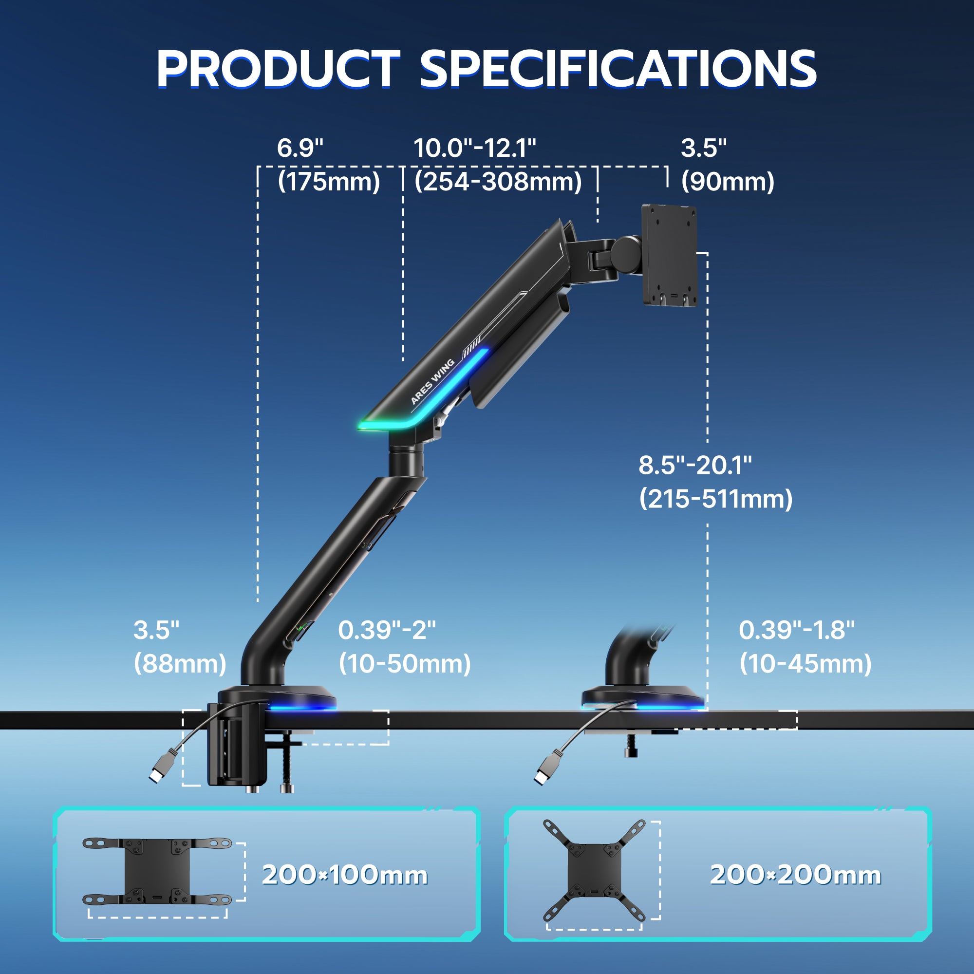 Single Monitor Mount with RGB