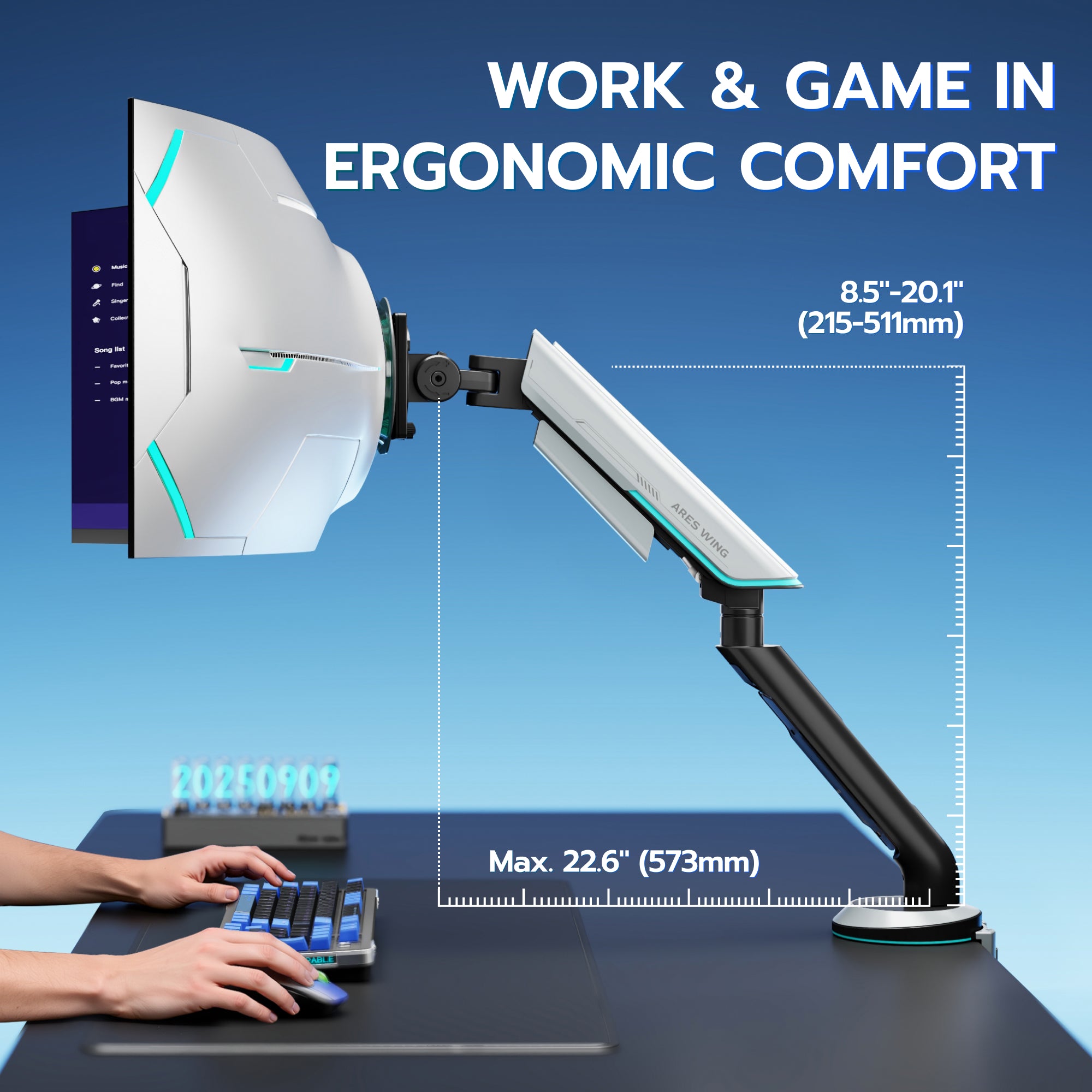 Single Monitor Mount - White – ARES WING