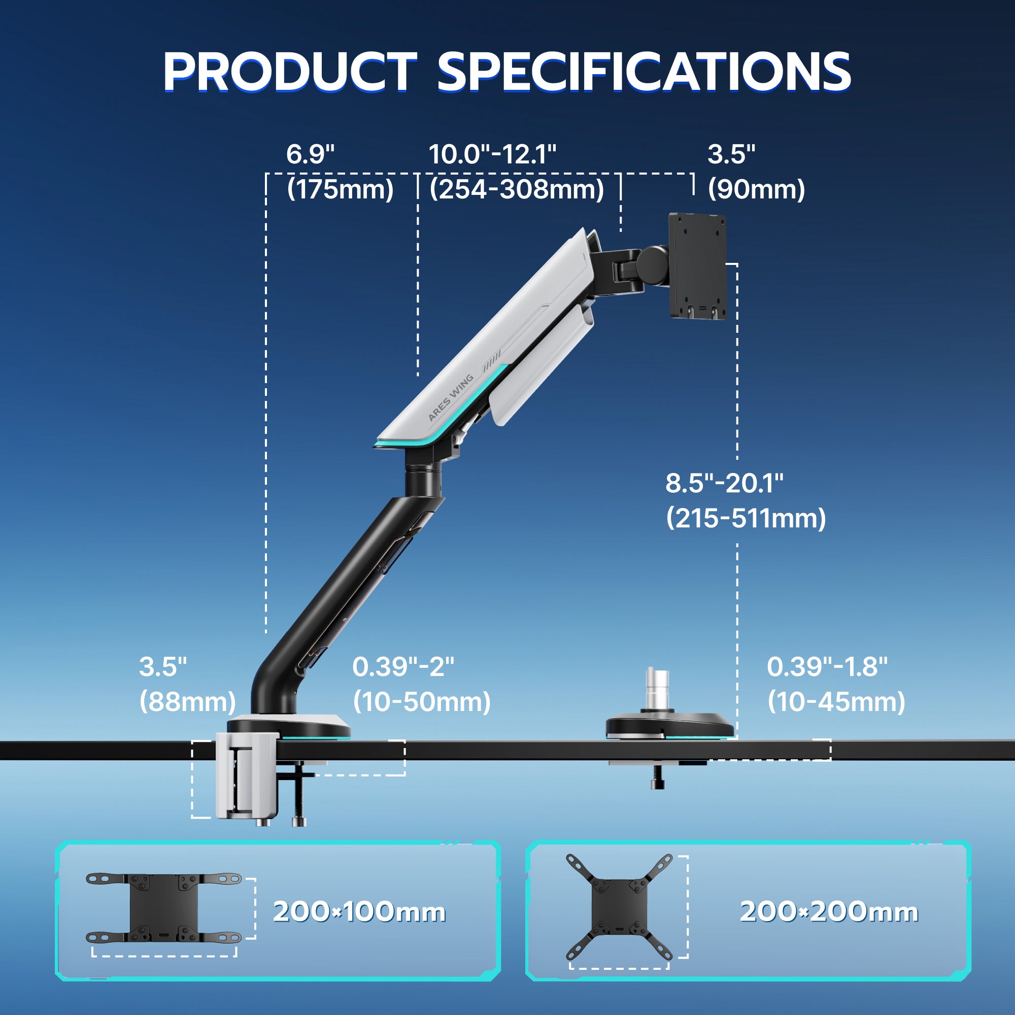 Single Monitor Mount - White – ARES WING