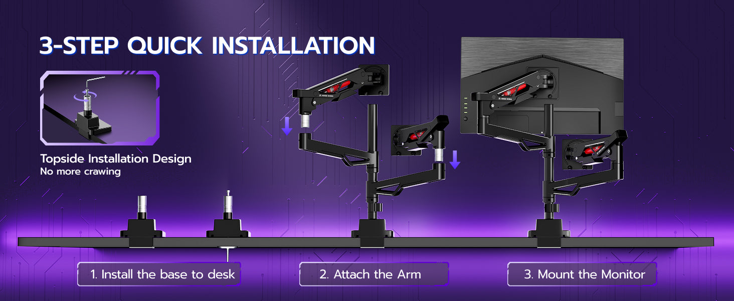 Dual Ultrawide Monitor Arm | GDT1012P-2BK – ARES WING