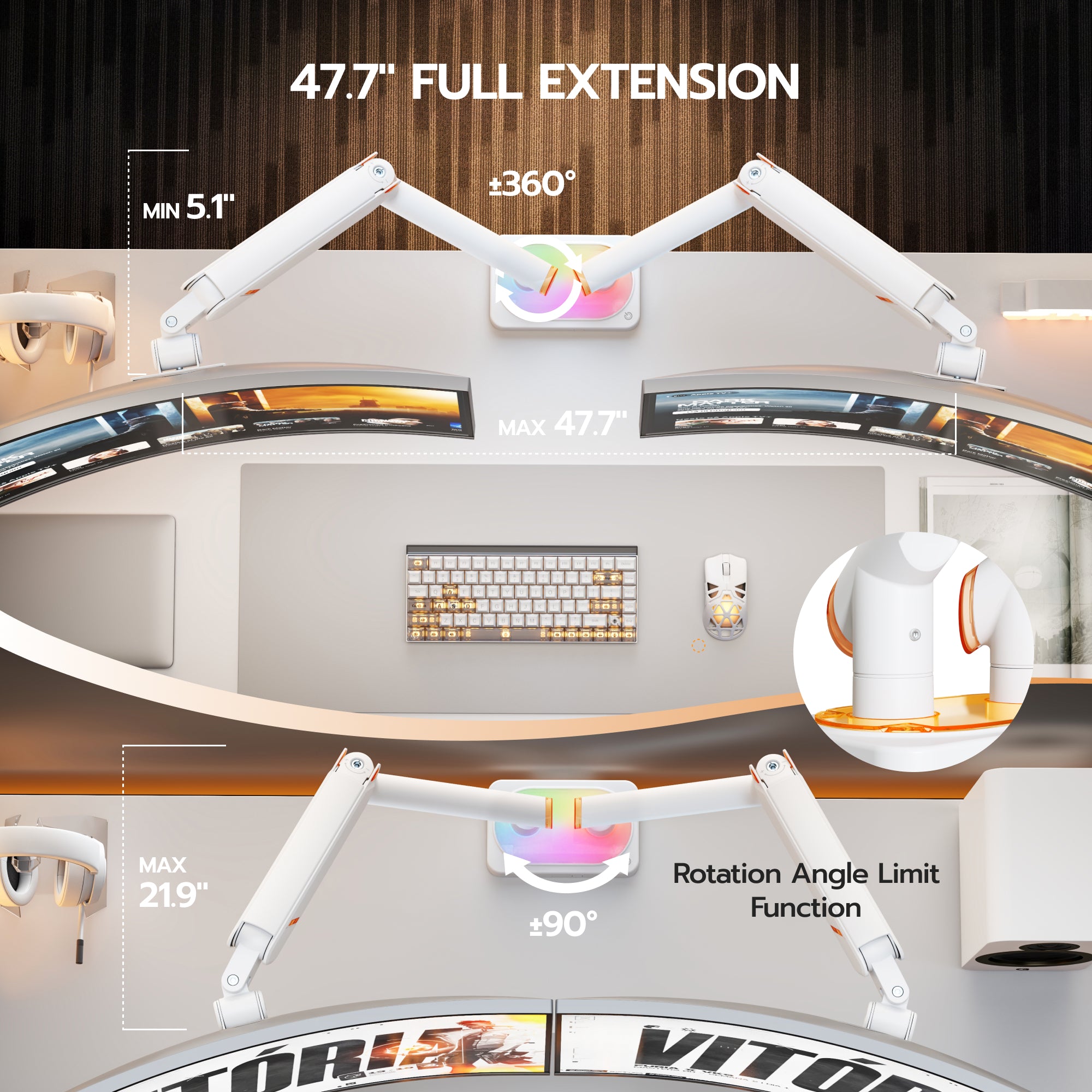 RGB Dual Monitor Arm ARES WING