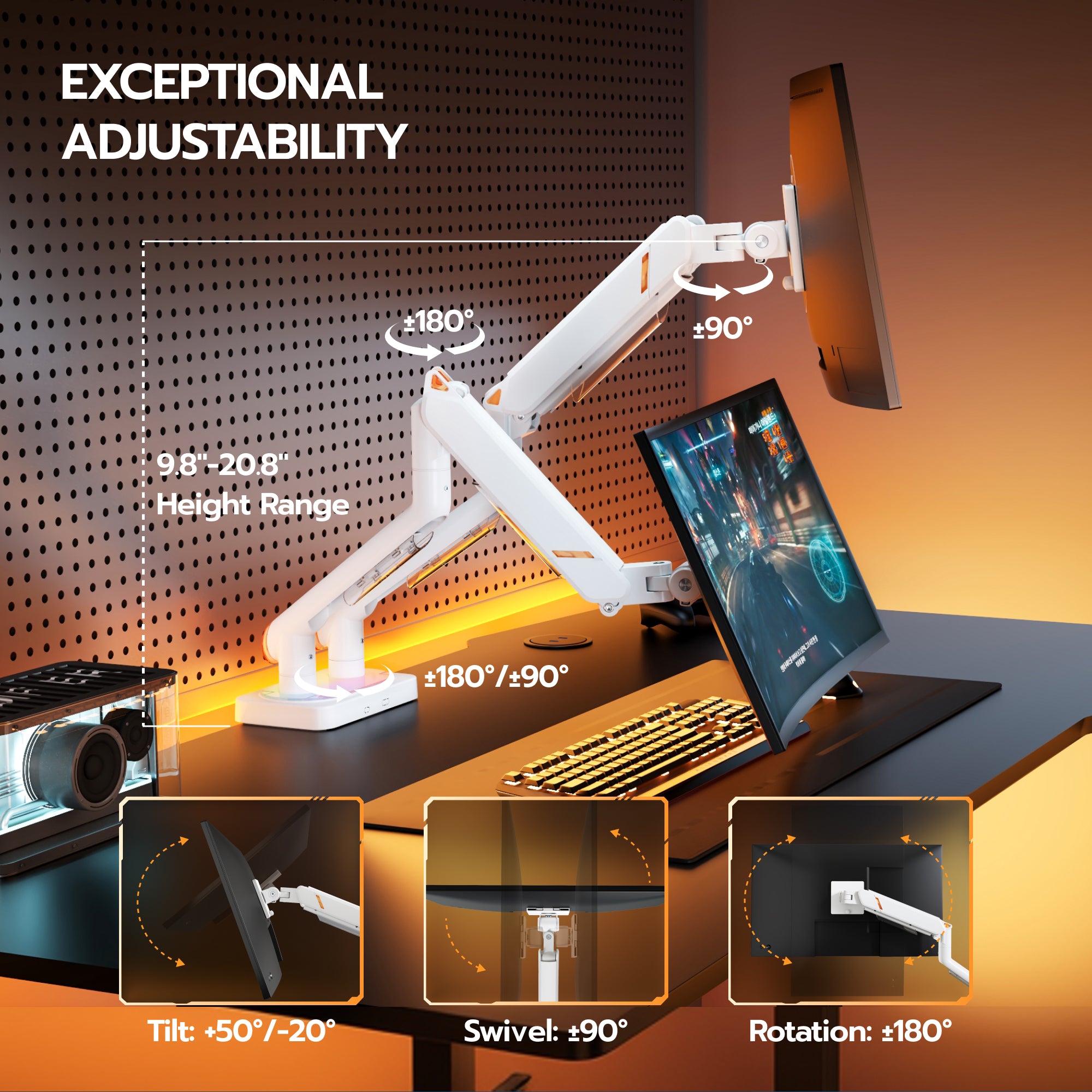 RGB Dual Monitor Arm ARES WING
