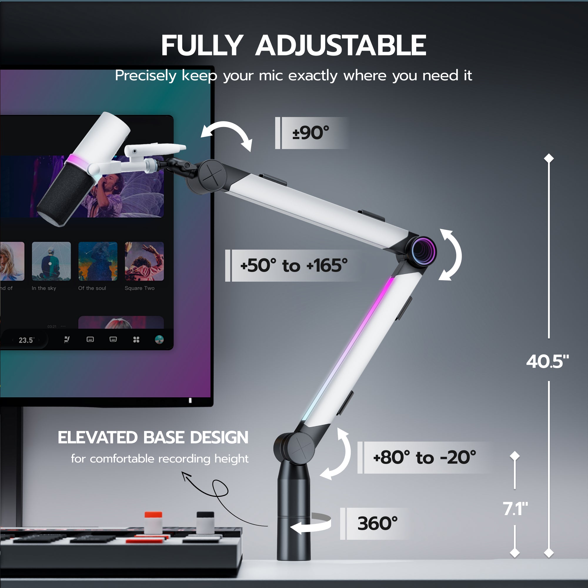 Microphone Boom Arm with RGB Light