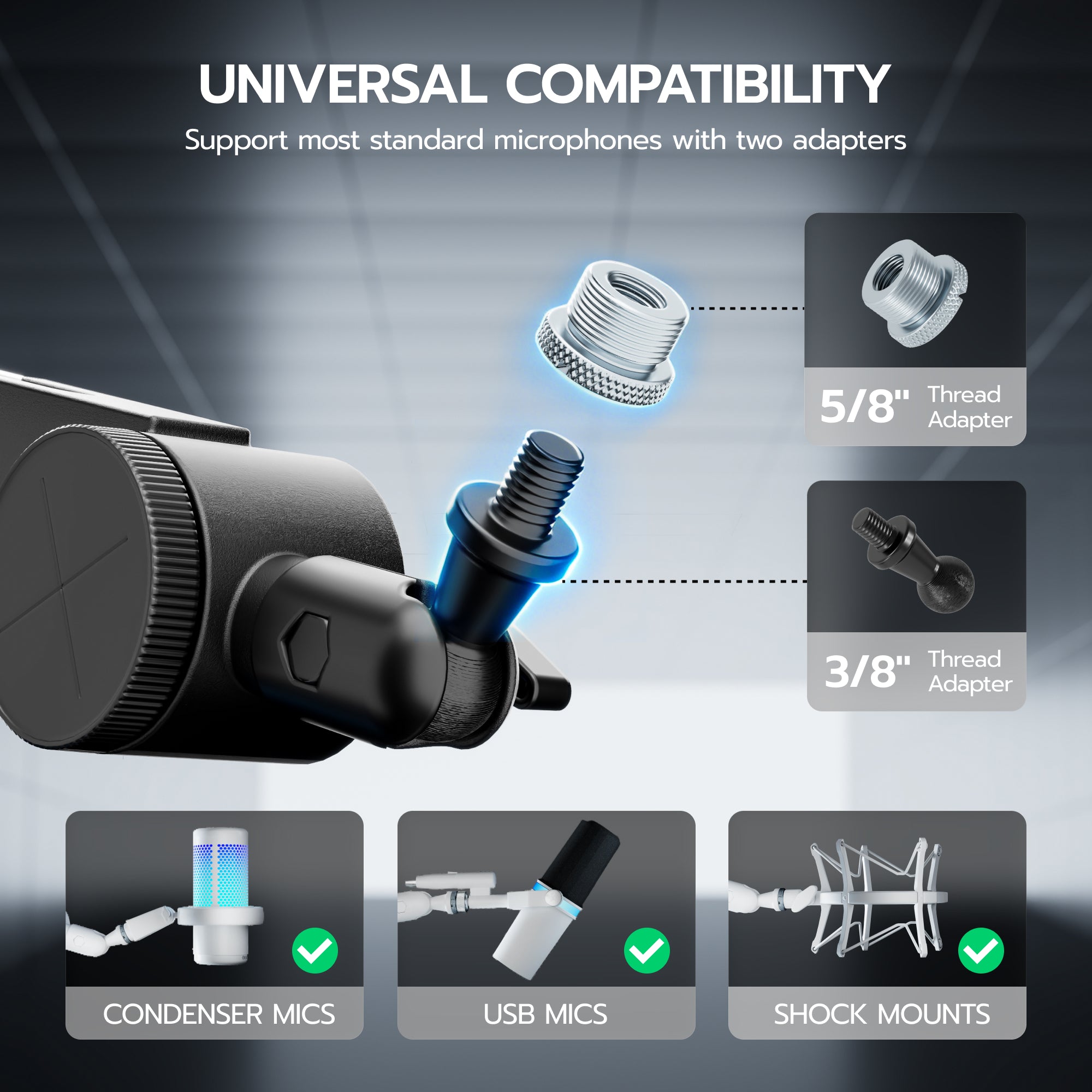 Microphone Boom Arm with RGB Light