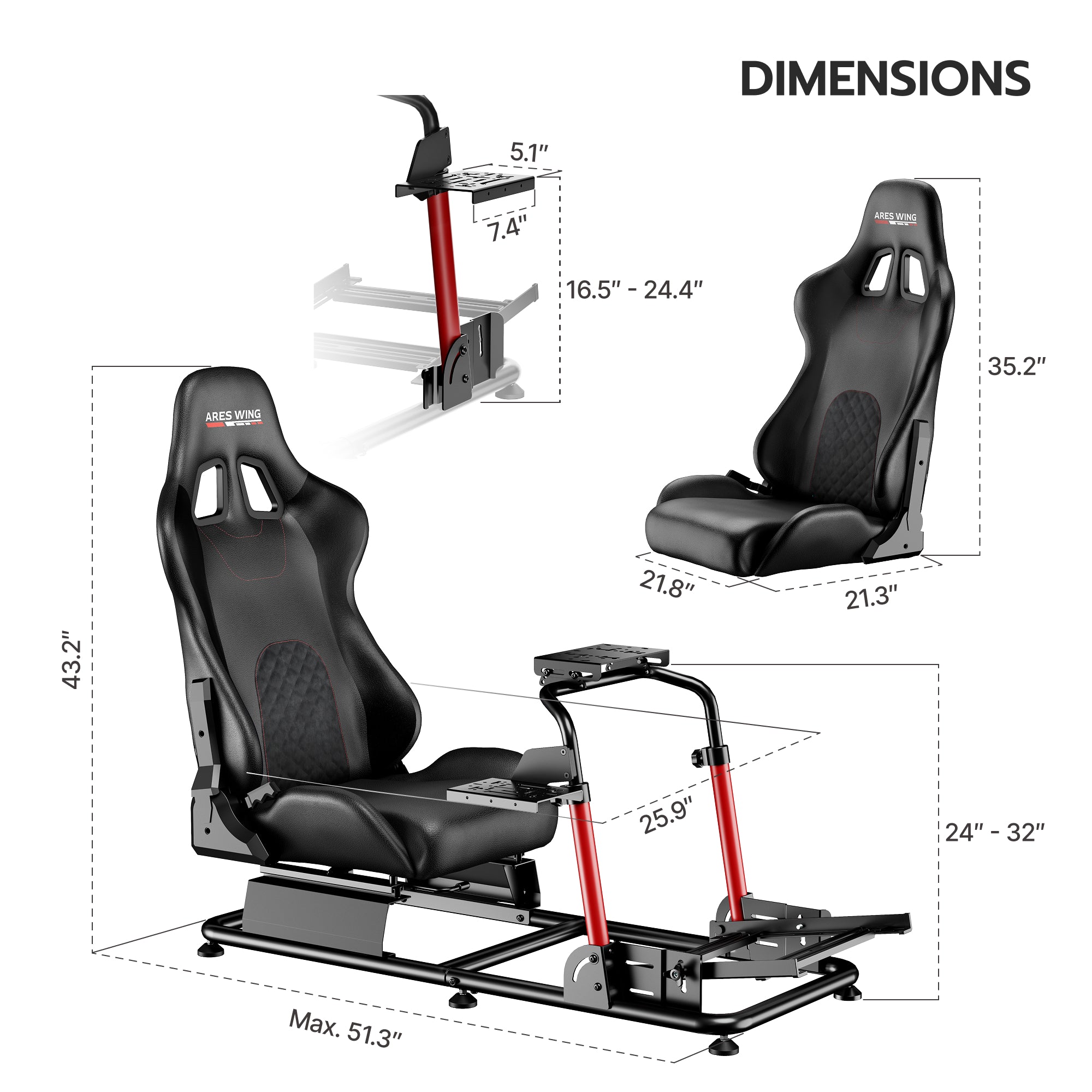 Sim Racing Cockpit with Seat ARES WING