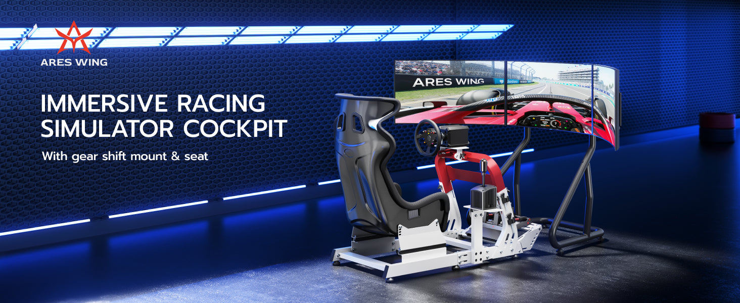 Premium Sim Racing Cockpit with Seat | GRS1008WH – ARES WING