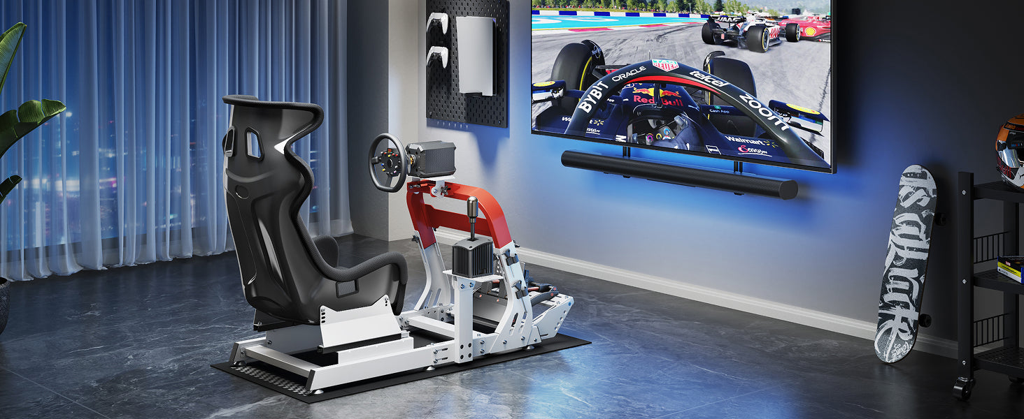 Premium Sim Racing Cockpit with Seat | GRS1008WH – ARES WING