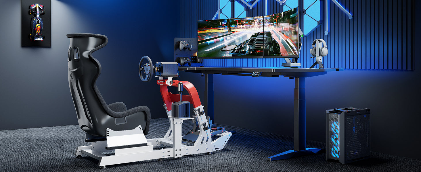 Premium Sim Racing Cockpit with Seat | GRS1008WH – ARES WING