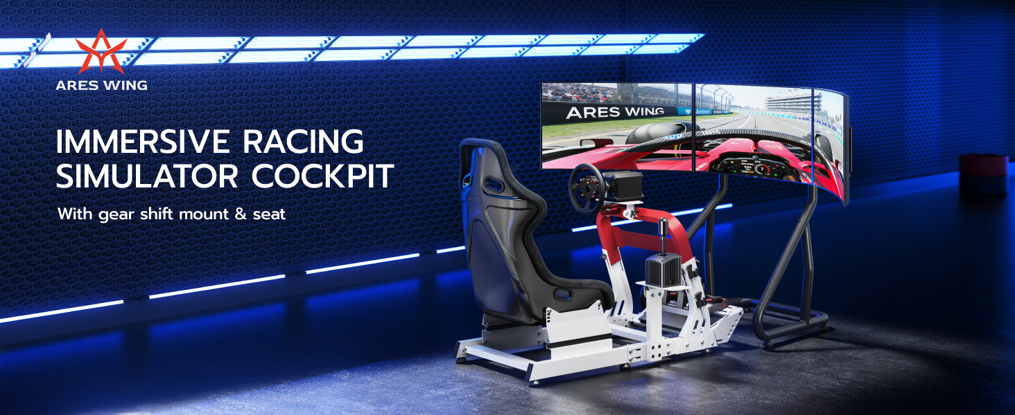 Classic Sim Racing Cockpit with Seat | GRS1010WH – ARES WING