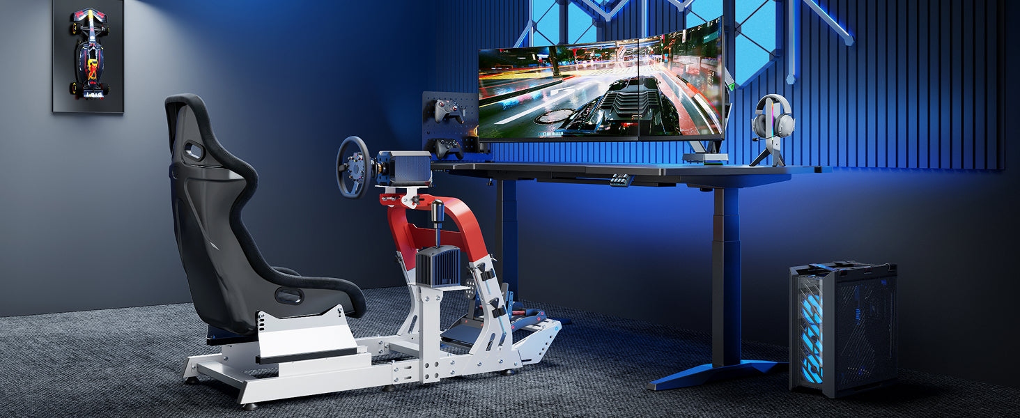 Classic Sim Racing Cockpit with Seat | GRS1010WH – ARES WING
