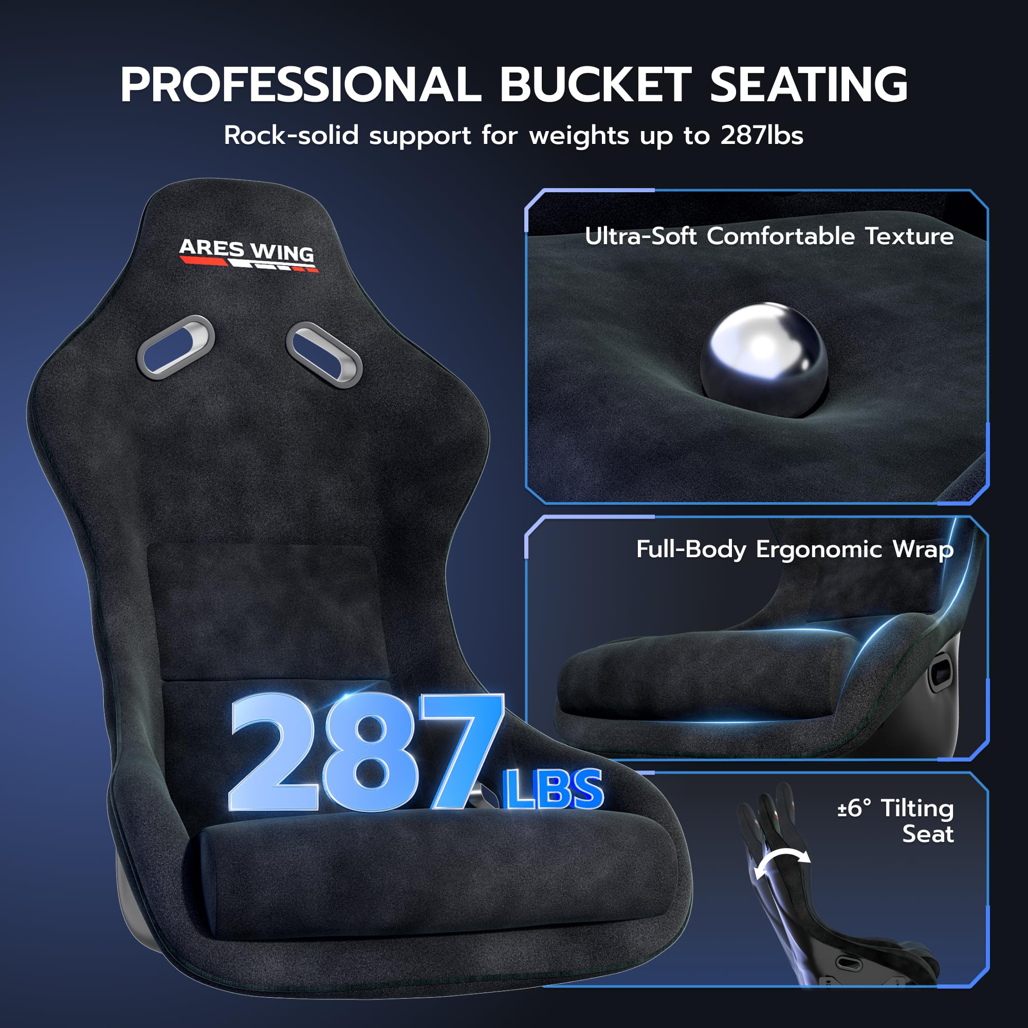 Sim Racing Cockpit with Racing Seat ARES WING