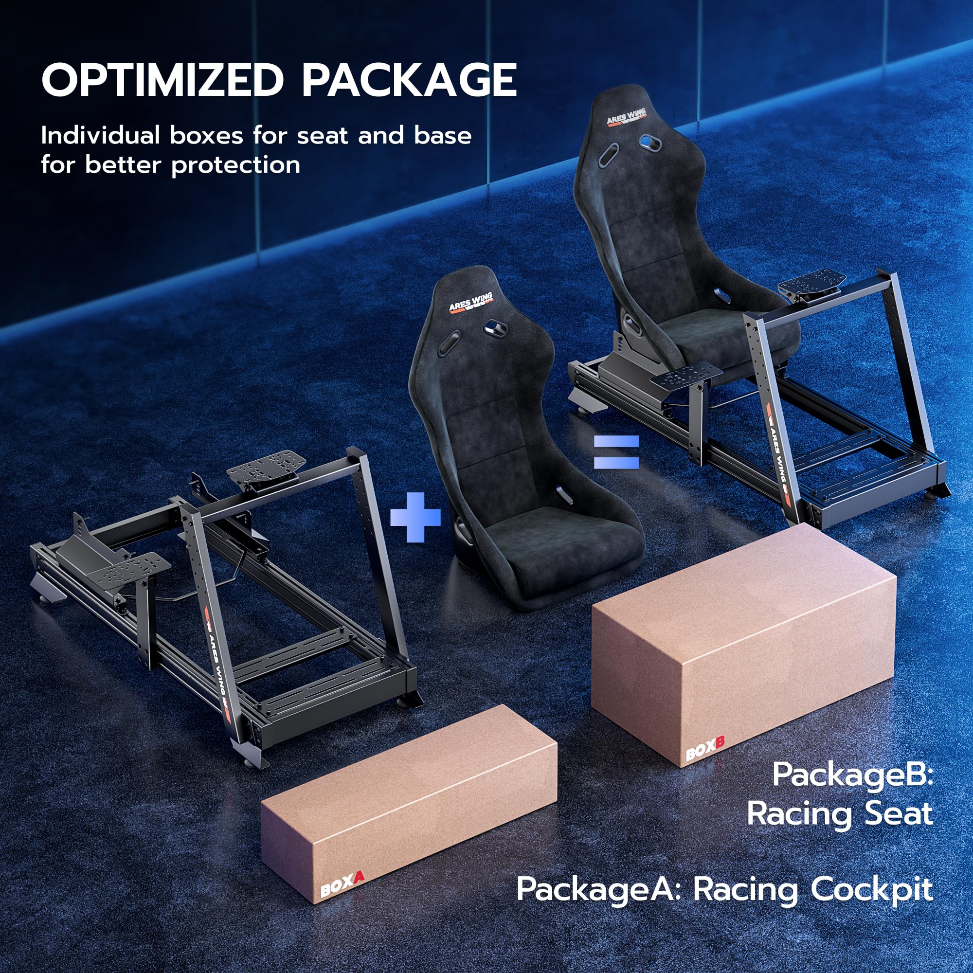 Sim Racing Cockpit with Racing Seat | GRS1006BK – ARES WING