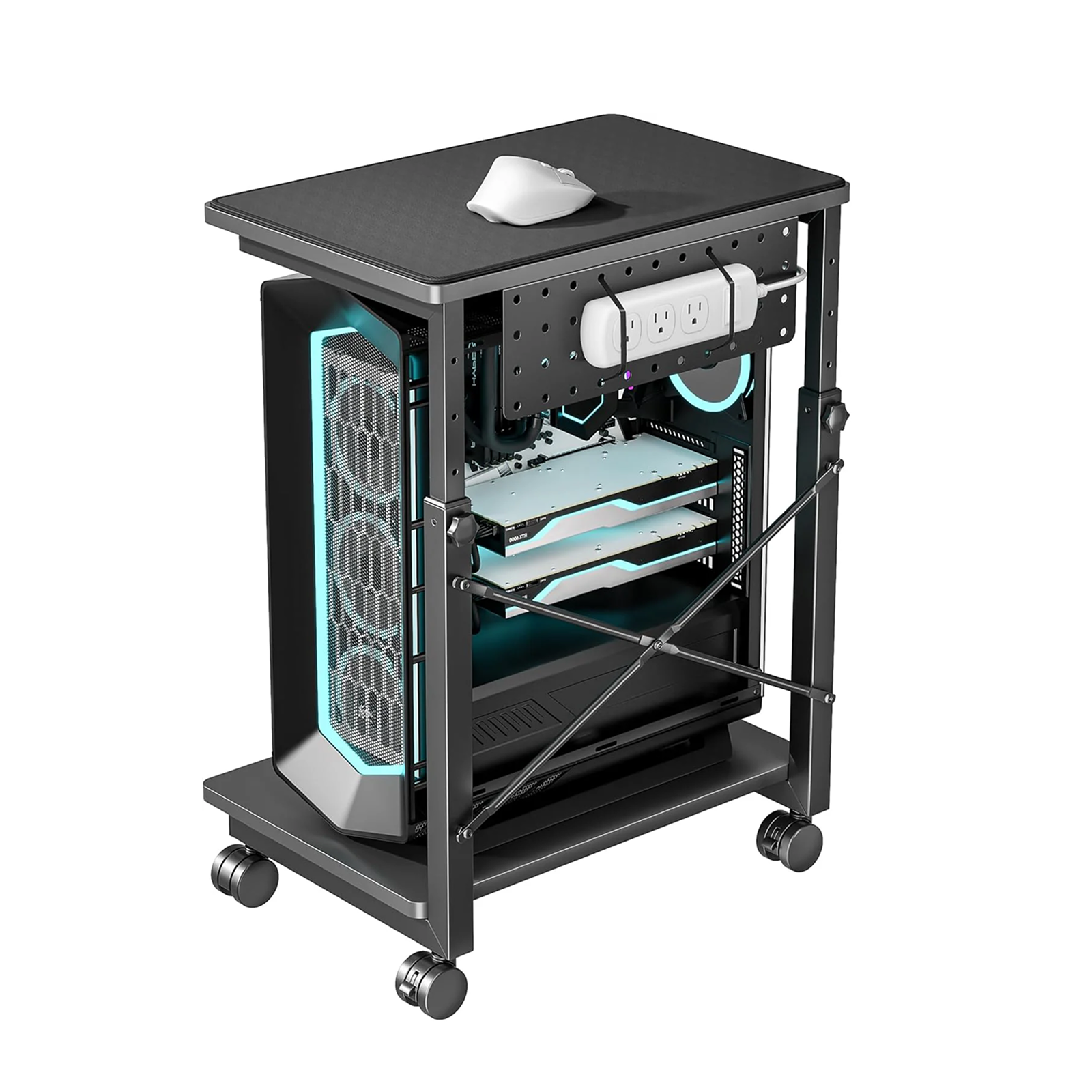 ARES WING Height Adjustable Computer Tower Stand | GOG1006BK ARES WING